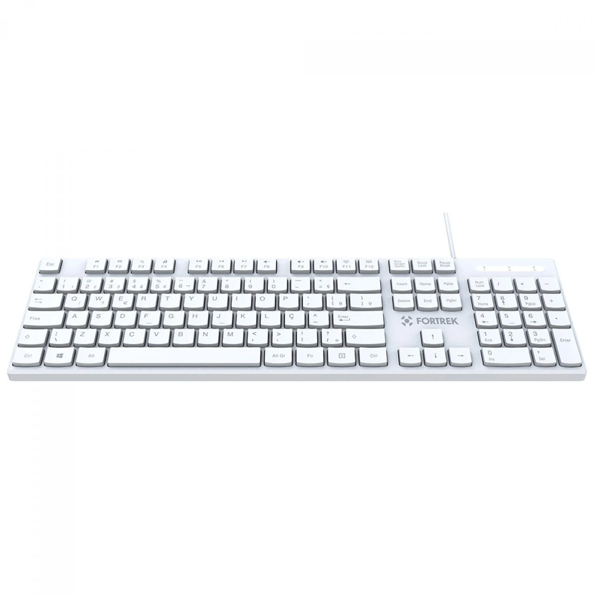 Teclado Office Fortrek K15 Slim, USB, ABNT2, Branco, 84953