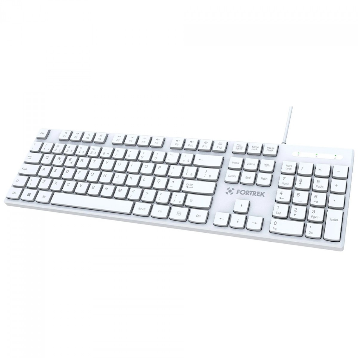 Teclado Office Fortrek K15 Slim, USB, ABNT2, Branco, 84953