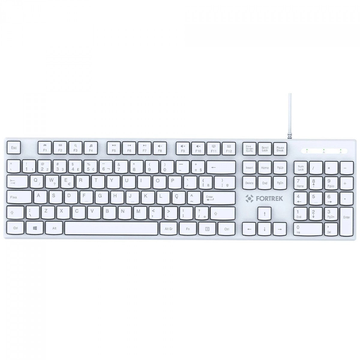 Teclado Office Fortrek K15 Slim, USB, ABNT2, Branco, 84953