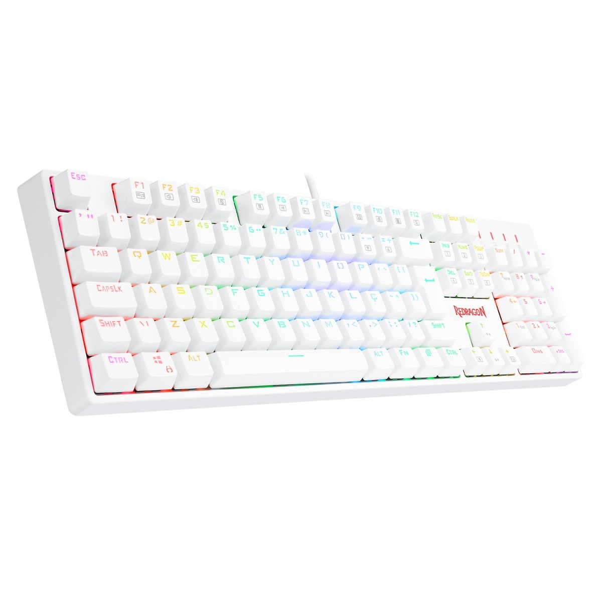 Teclado Óptico Redragon Surara Pro RGB, Switch Brown, White, ABNT, K582W-RGB-PRO (PT-BROWN) - Open Box SOMENTE MARCAS DE USO