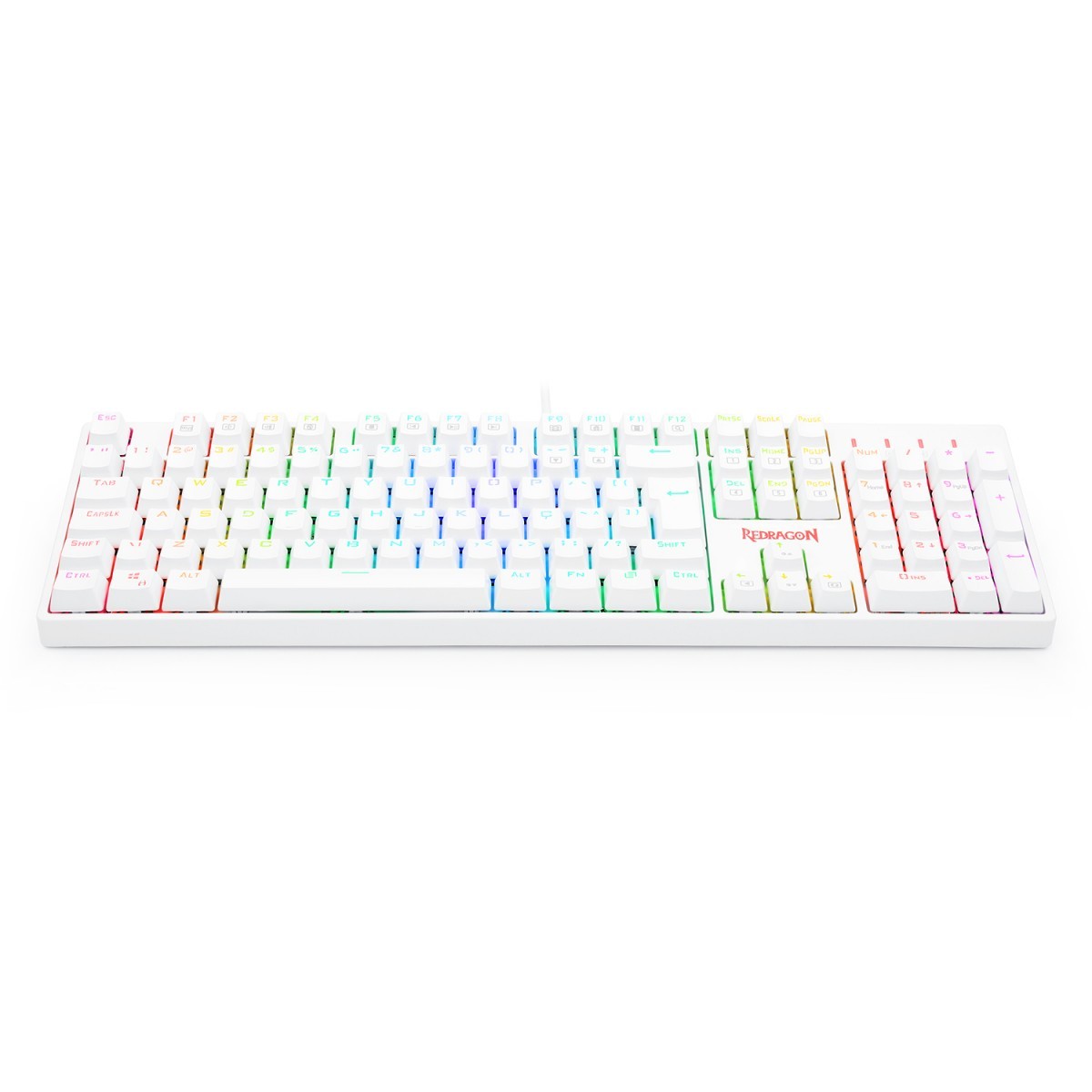 Teclado Óptico Redragon Surara Pro RGB, Switch Brown, White, ABNT, K582W-RGB-PRO (PT-BROWN) - Open Box SOMENTE MARCAS DE USO