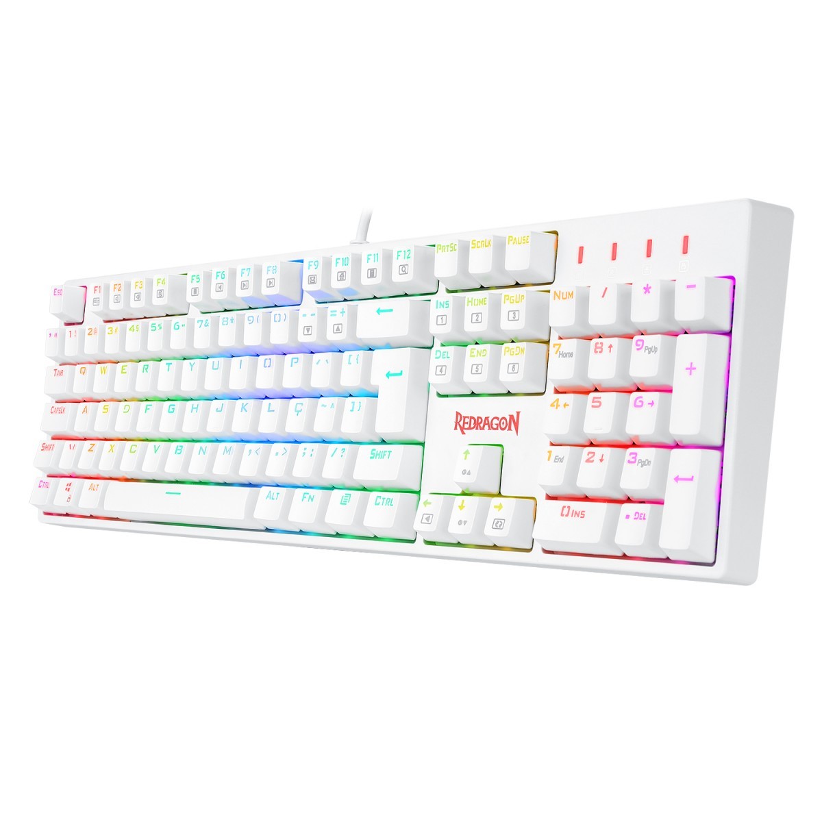 Teclado Óptico Redragon Surara Pro RGB, Switch Brown, White, ABNT, K582W-RGB-PRO (PT-BROWN) - Open Box SOMENTE MARCAS DE USO
