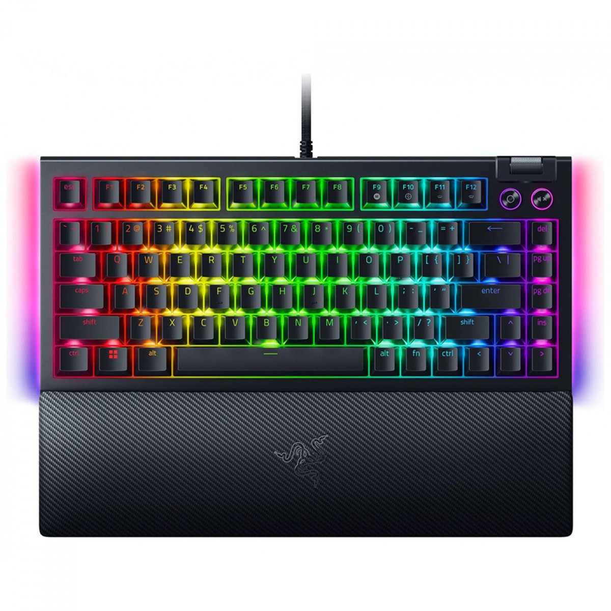 Teclado Mecânico Gamer Razer BlackWidow V4, Chroma RGB, 75%, Switch Razer Laranja, ANSI, Preto, RZ0305000200