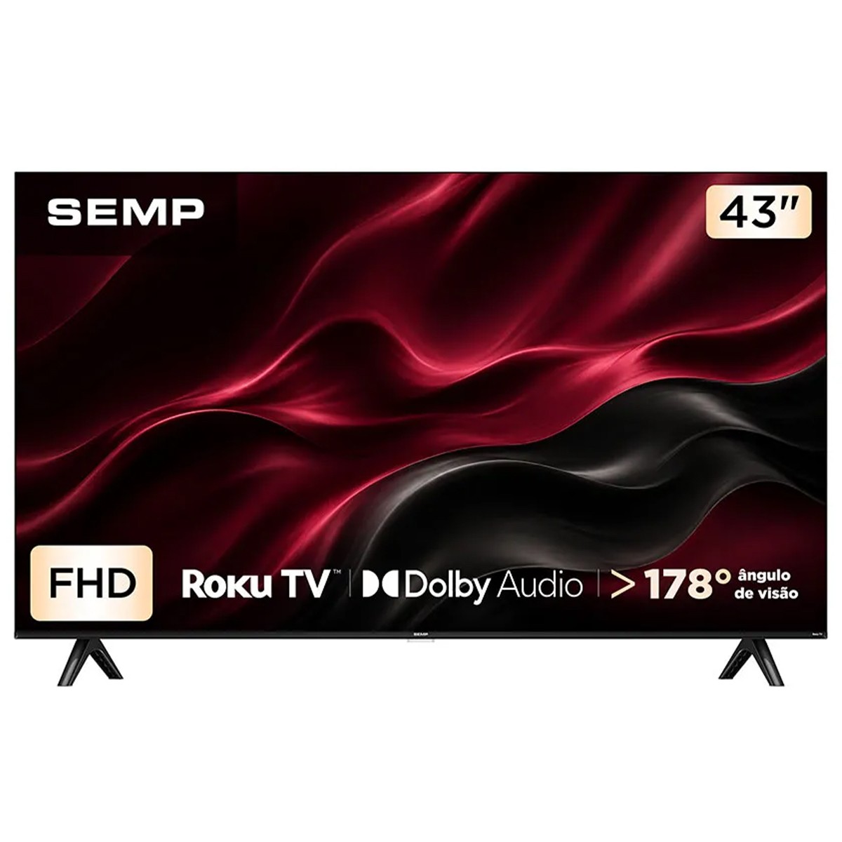 Smart TV SEMP S42R, 43 Pol, Full HD, Roku TV, WI-FI, Preto, 43S42R