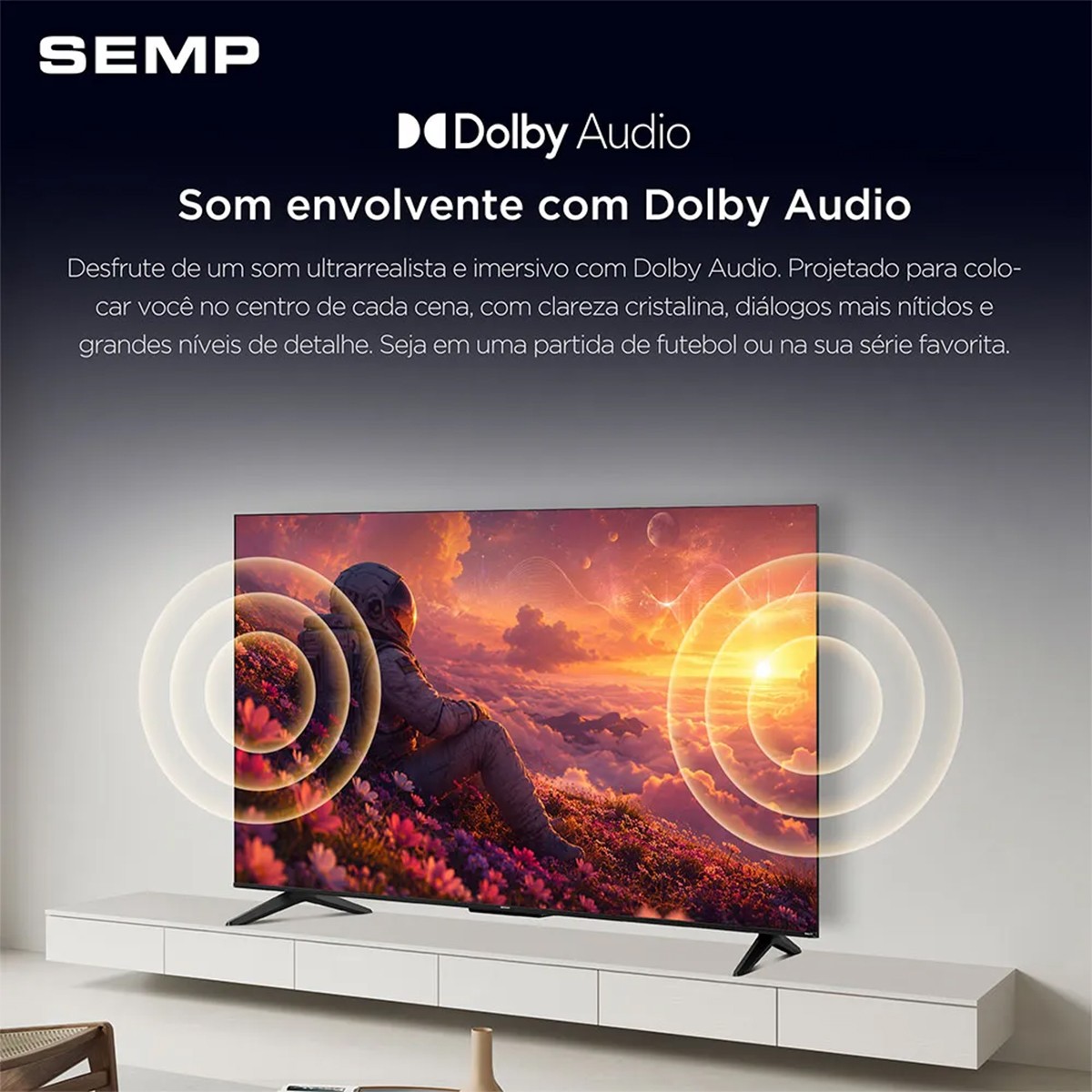 Smart TV SEMP S42R, 43 Pol, Full HD, Roku TV, WI-FI, Preto, 43S42R