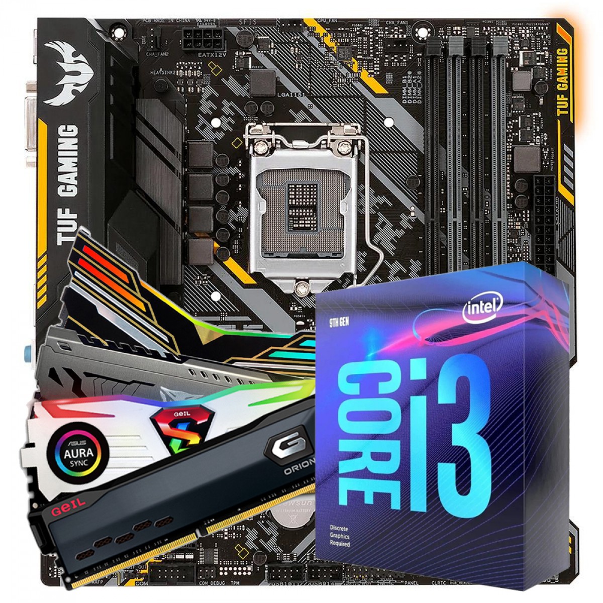 Kit Upgrade, Asus TUF B360M-Plus Gaming/BR + Intel Core I3 9100F + 16GB DDR4 3000MHz