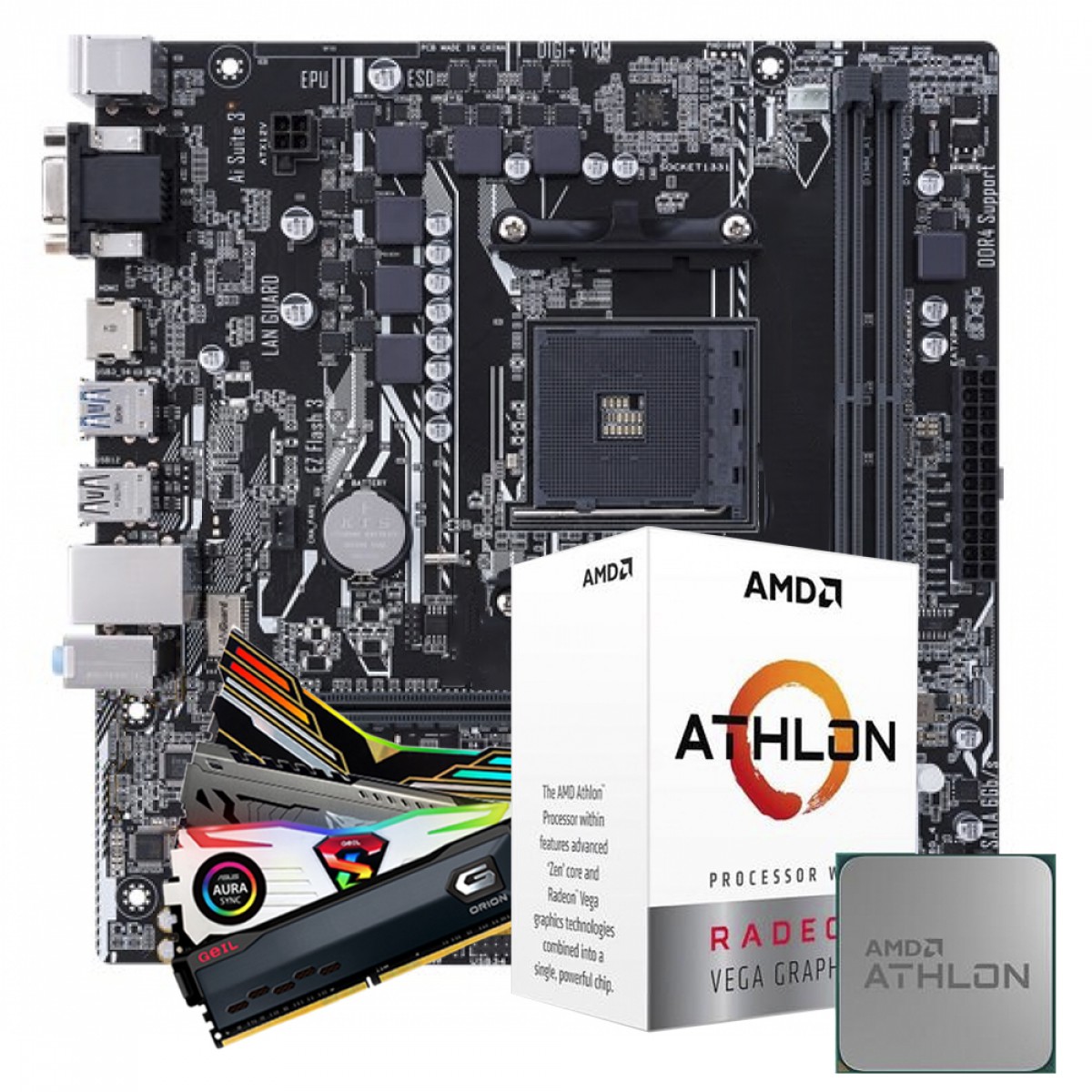 Kit Upgrade Athlon 3000G + Placa Mãe A520 + 16GB DDR4