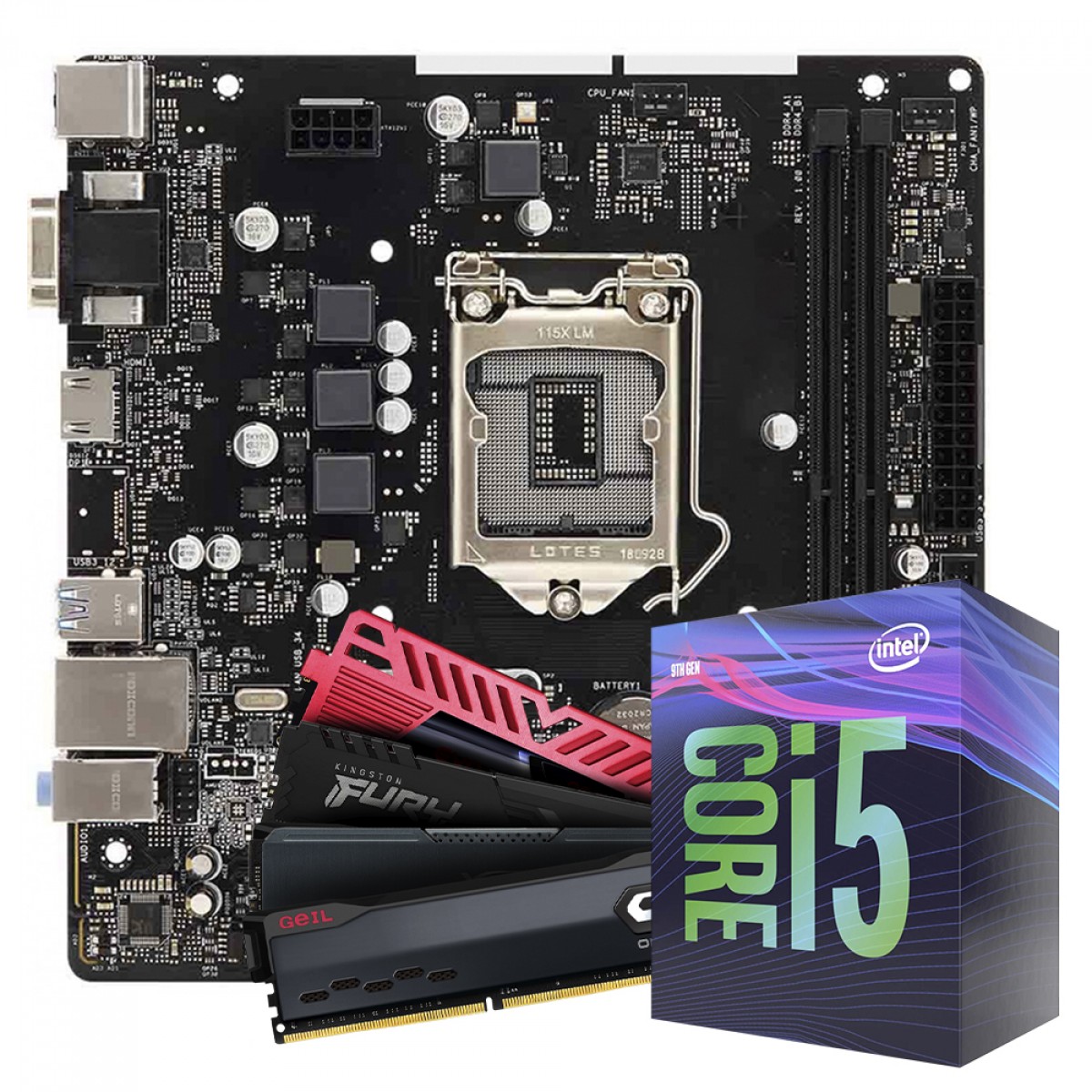 Kit Upgrade, Intel Core i5 9500 + Placa Mãe H310 + 8GB DDR4