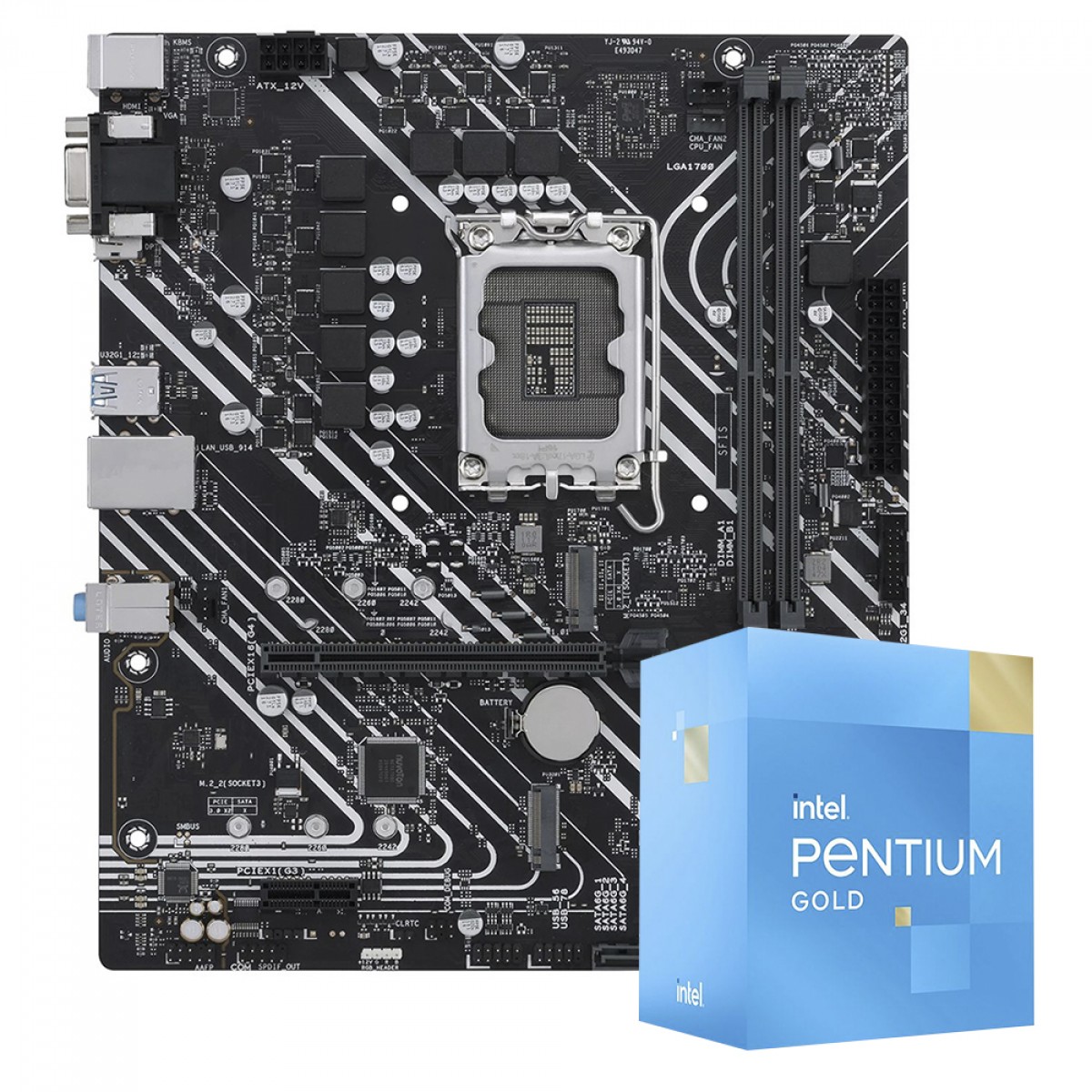 Kit Upgrade, Intel Pentium Gold G7400 + Placa Mãe H610