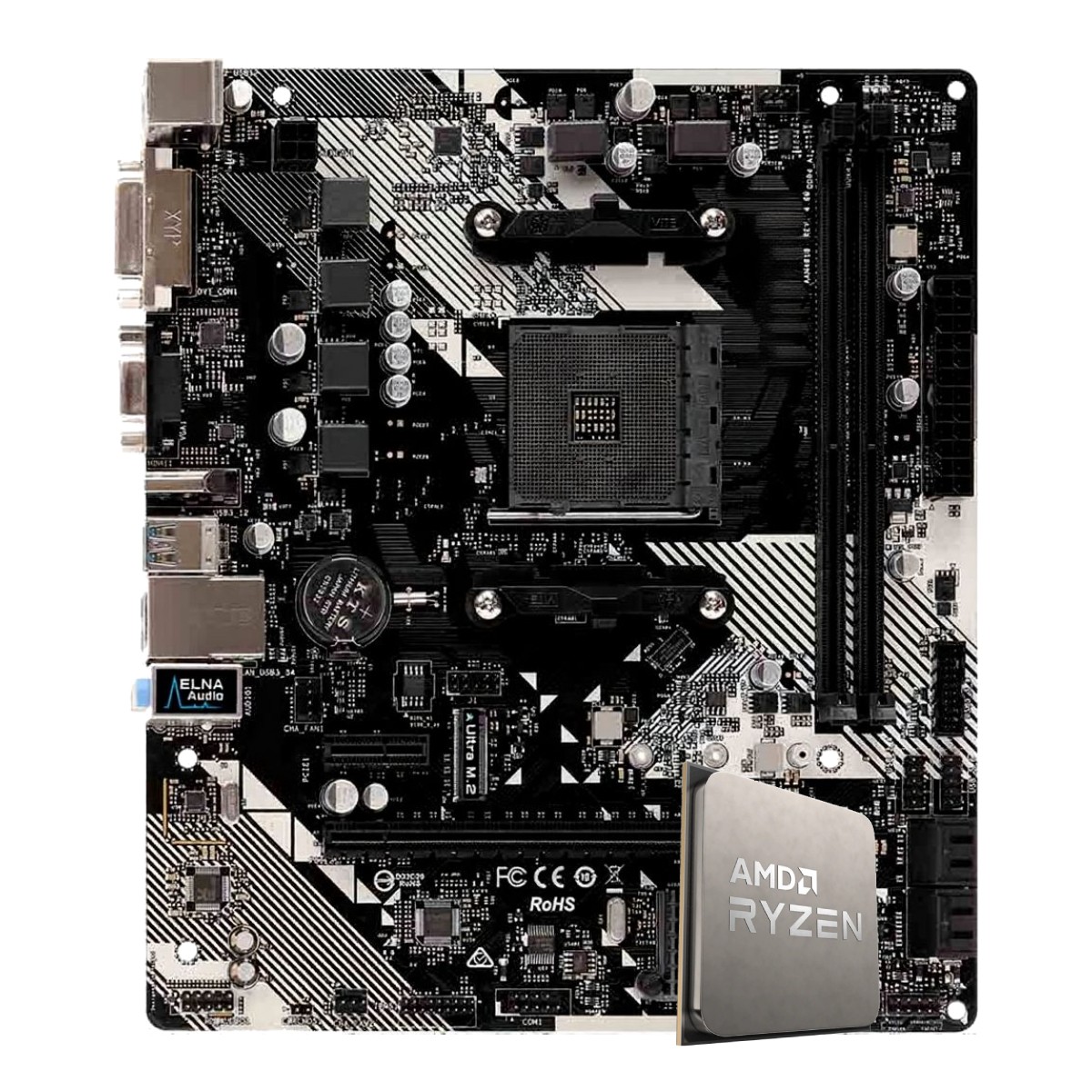 Kit Upgrade, AMD Ryzen 5 5500, + Placa Mãe Chipset B450