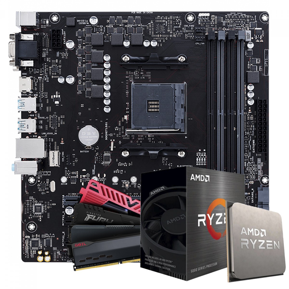 Kit Upgrade Ryzen 5 5500 + Placa Mãe B450 + 16GB DDR4