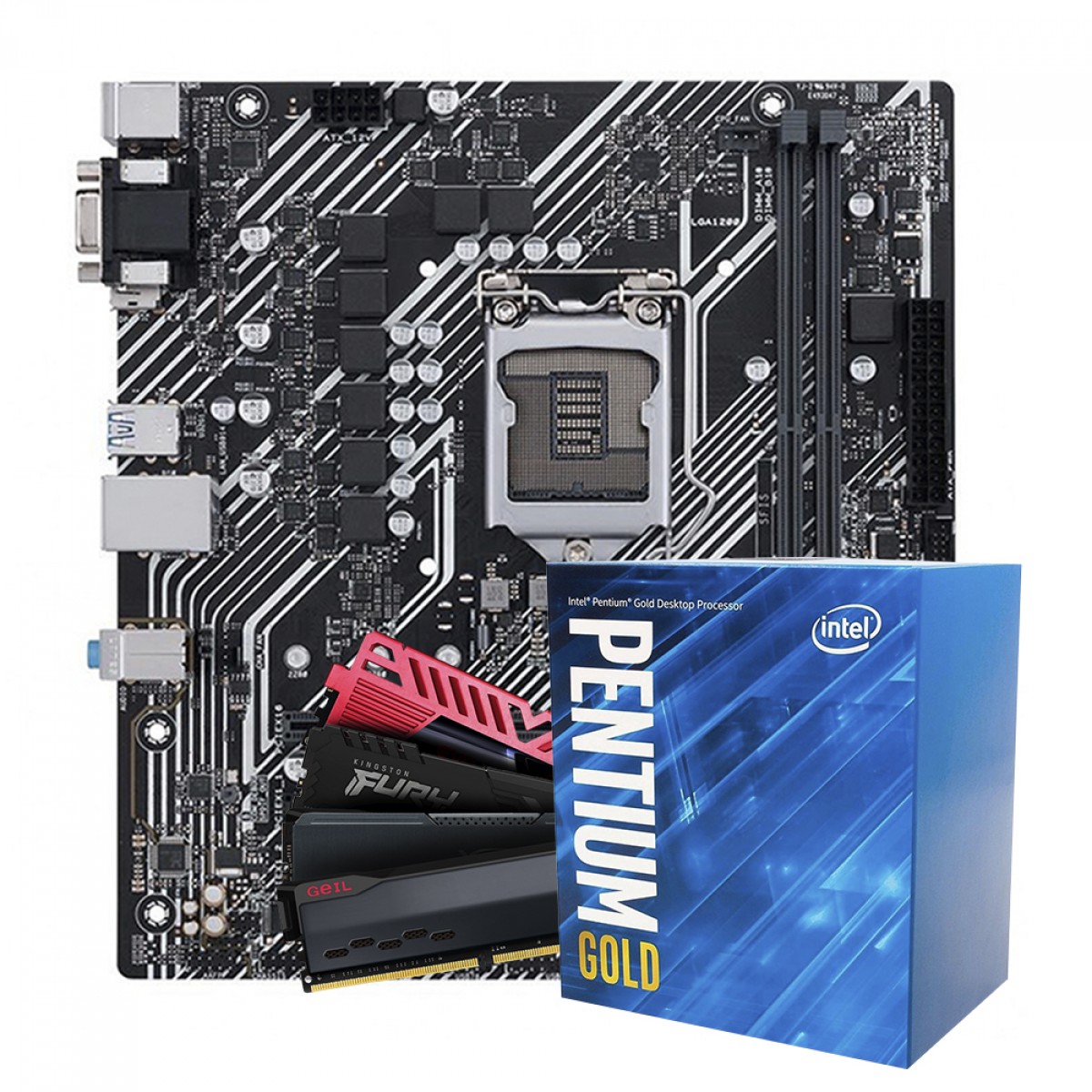 Kit Upgrade Intel Pentium Gold G6400 + Placa Mãe H510 + 8GB DDR4