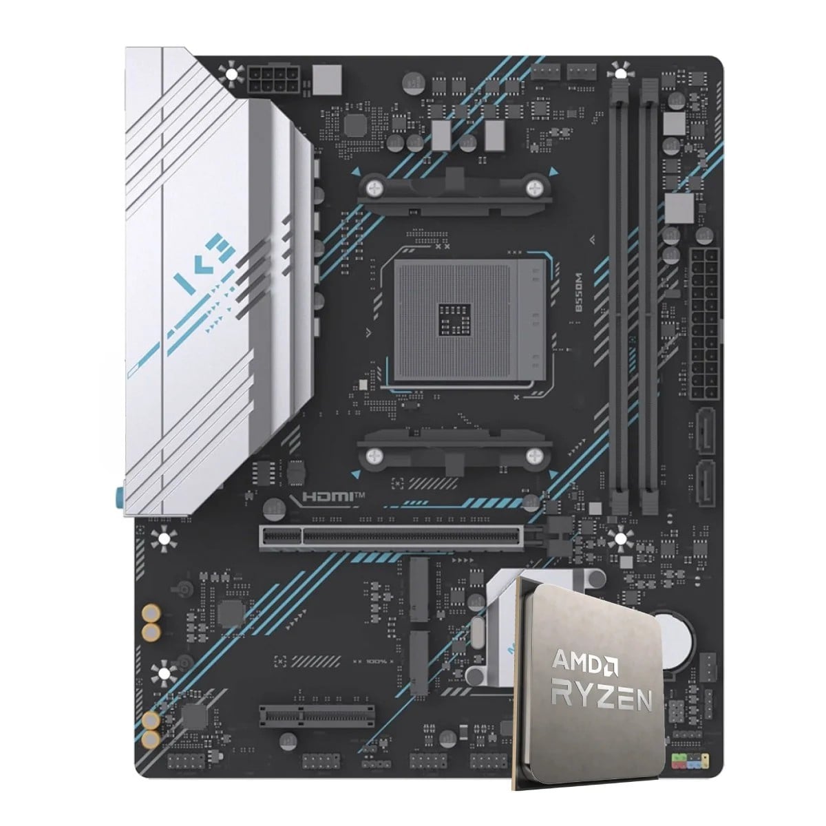 Kit Upgrade, AMD Ryzen 7 5700X, + Placa Mãe Chipset B550
