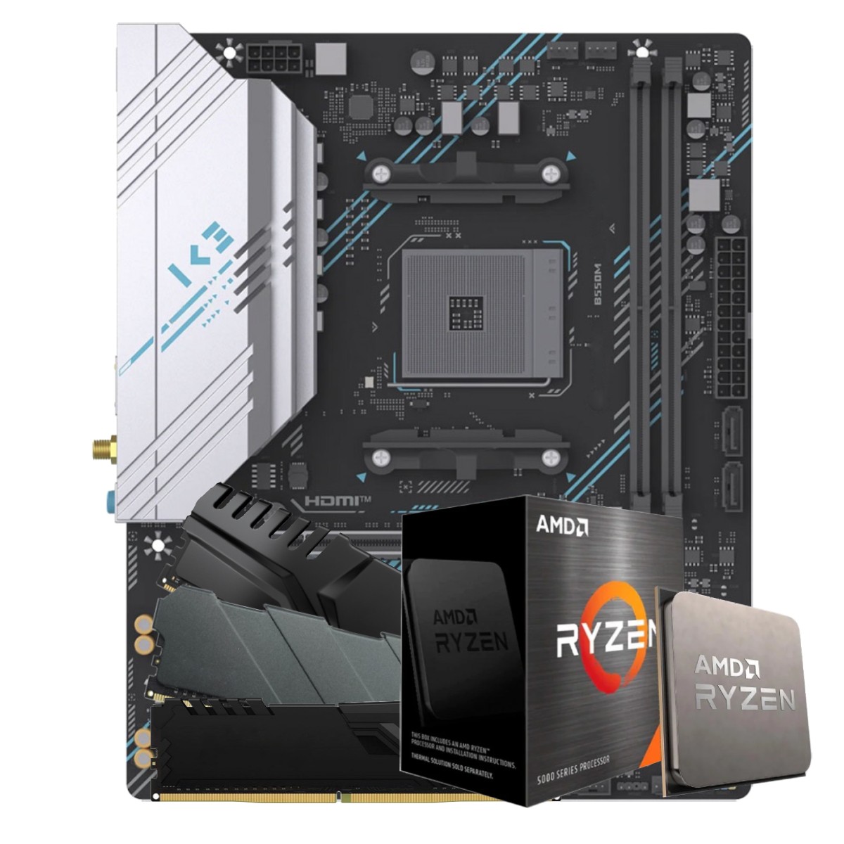 Kit Upgrade Ryzen 7 5700X + Placa Mãe B550 + 8GB DDR4