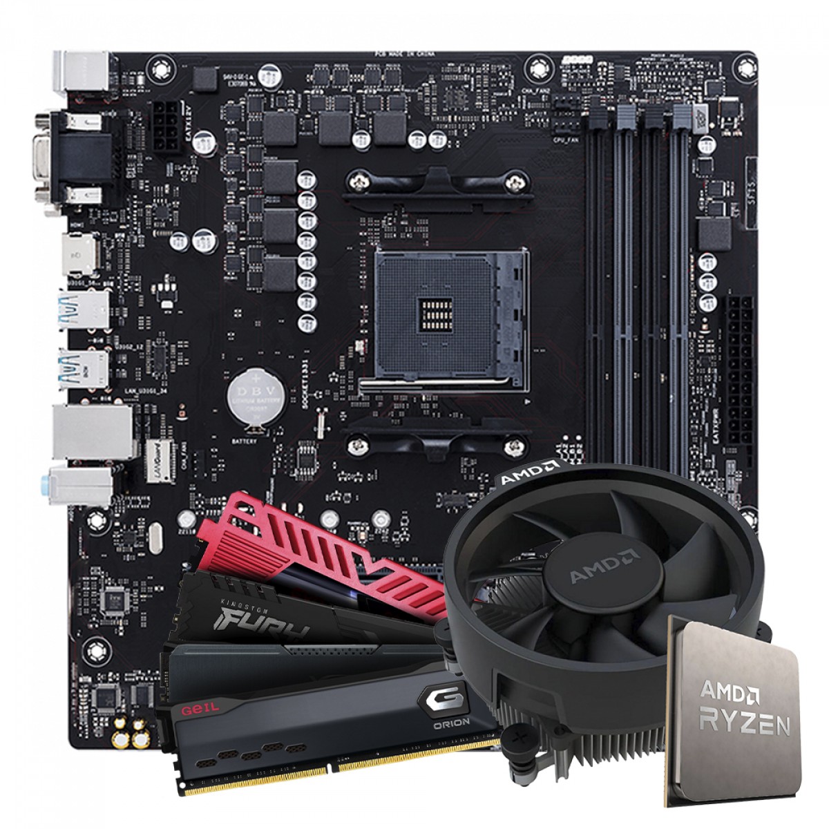 Kit Upgrade AMD Ryzen 5 4600G + Placa Mãe B450 + 8GB DDR4
