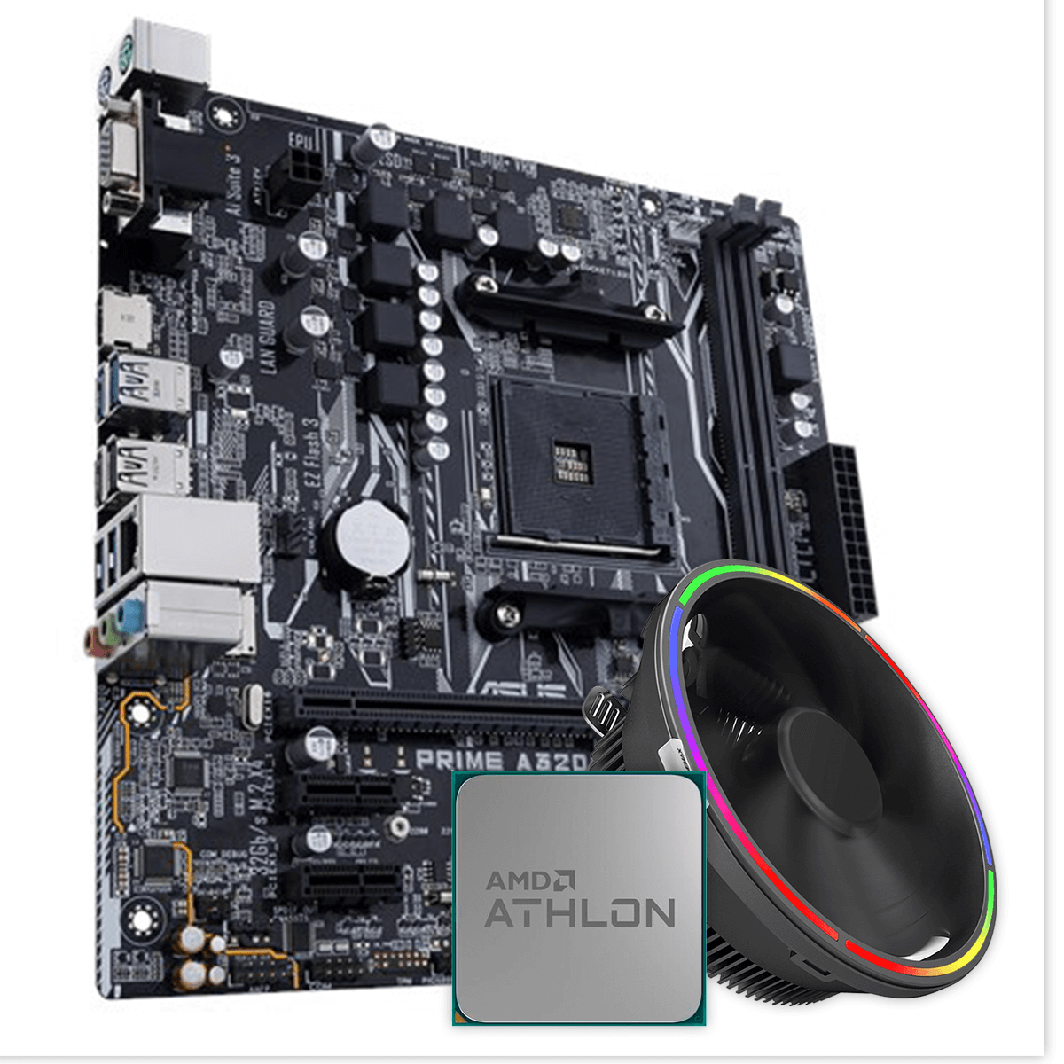Kit Upgrade, AMD Athlon 200GE + Cooler, Asus Prime A320M-K