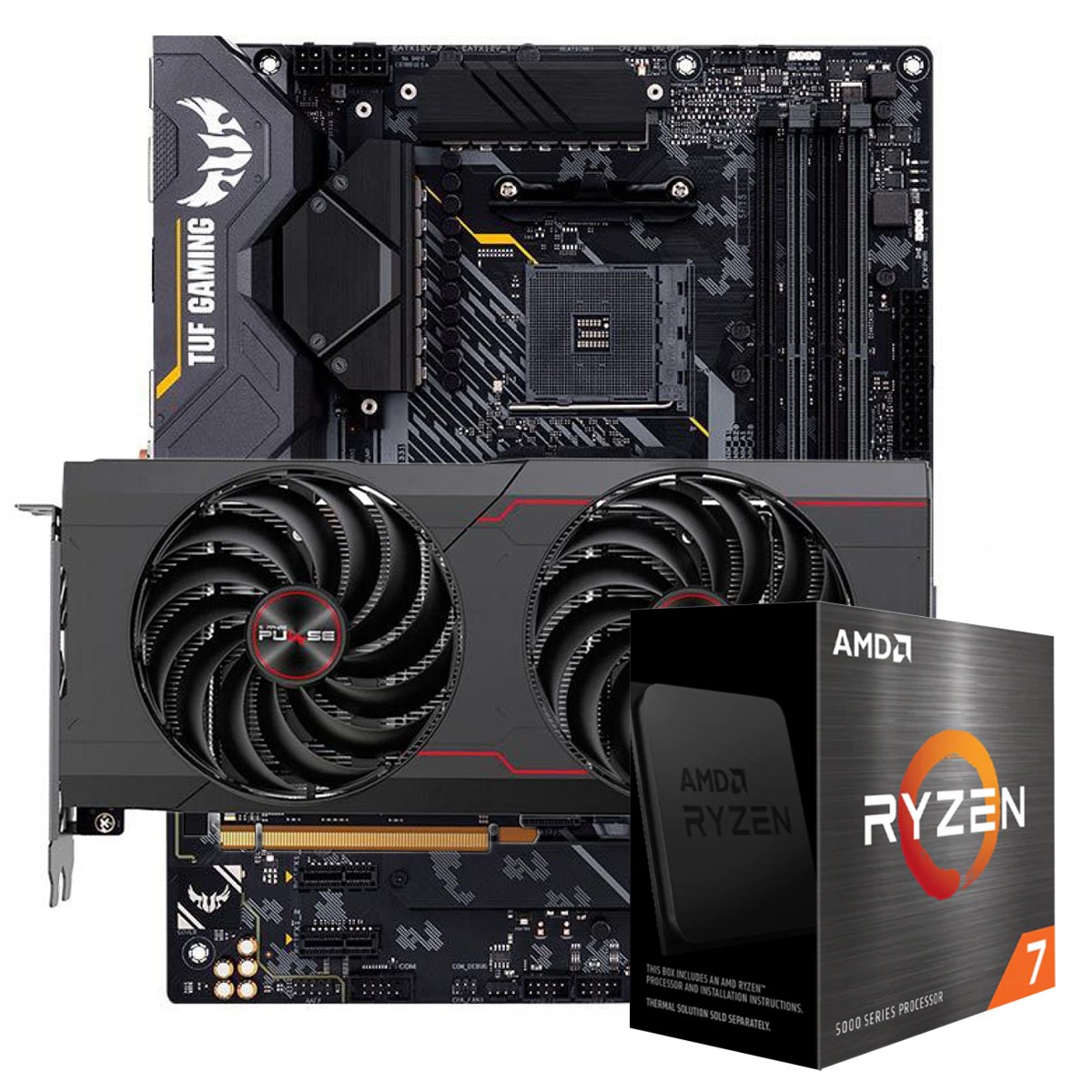Kit Upgrade Sapphire Pulse Radeon RX 6700 XT + AMD Ryzen 7 5800X + ASUS TUF Gaming X570-Plus