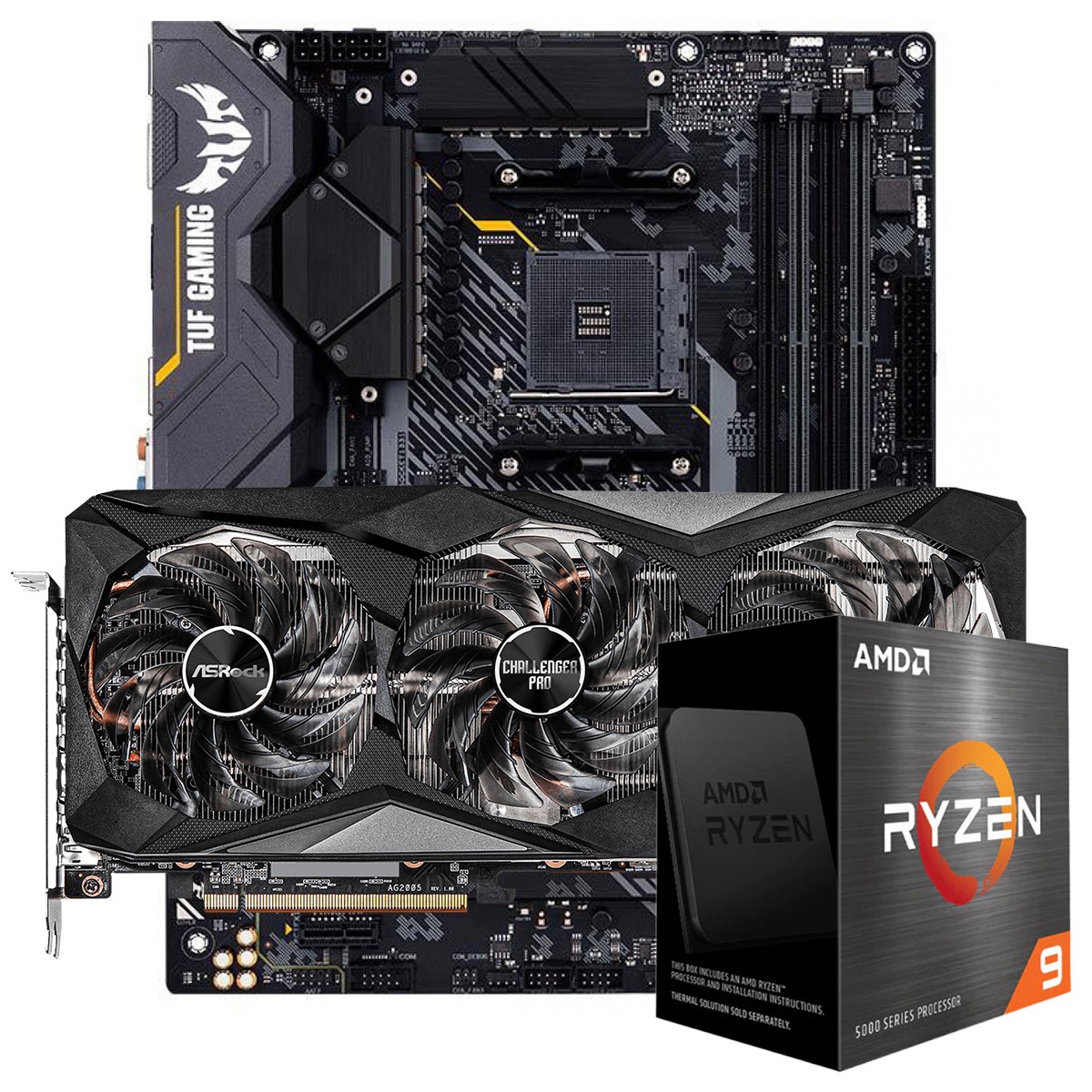 Kit Upgrade ASRock Radeon RX 6700 XT Challenger Pro OC + AMD Ryzen 9 5900X + ASUS TUF Gaming X570-Plus