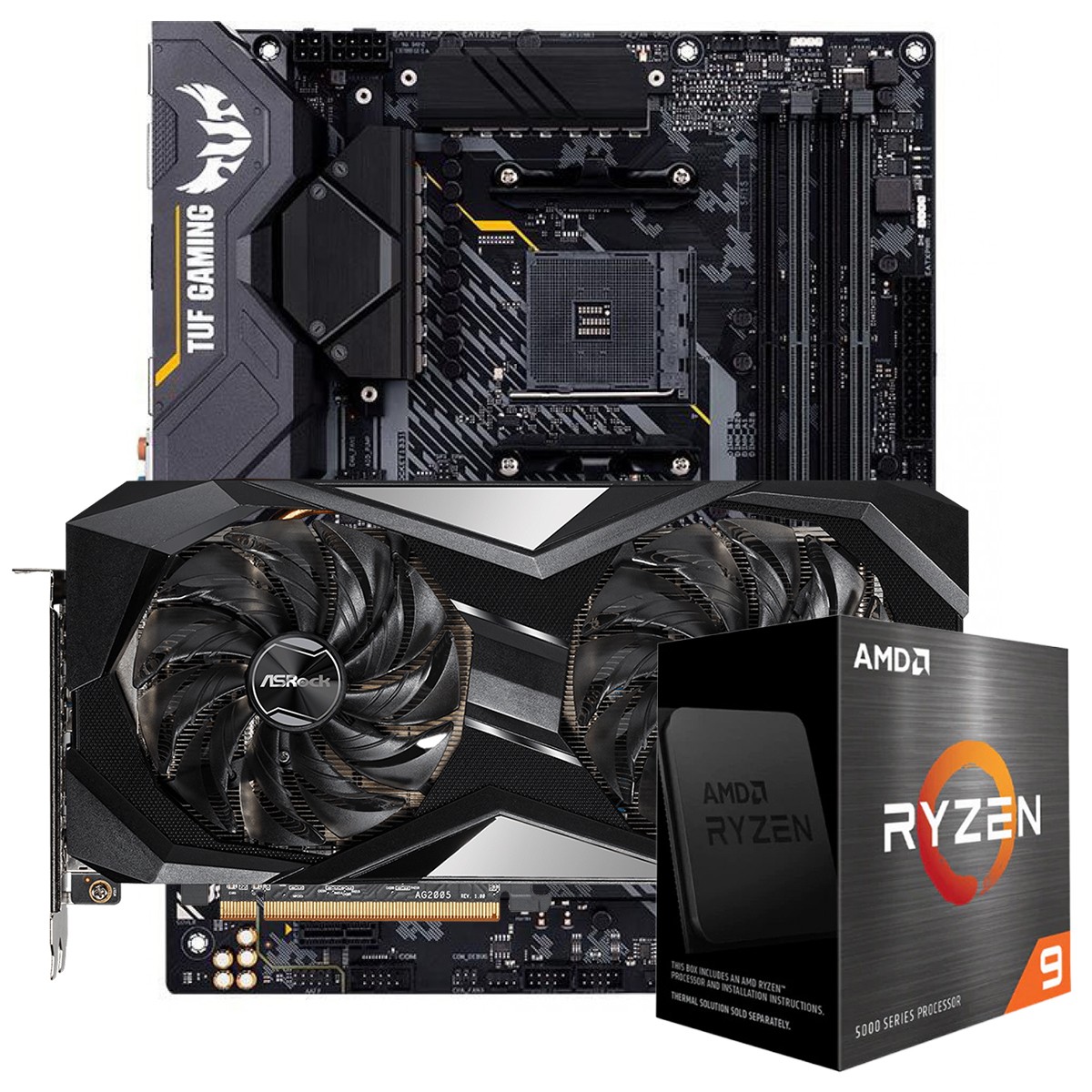 Kit Upgrade ASRock Radeon RX 6700 XT Challenger + AMD Ryzen 9 5950X + ASUS TUF Gaming X570-Plus