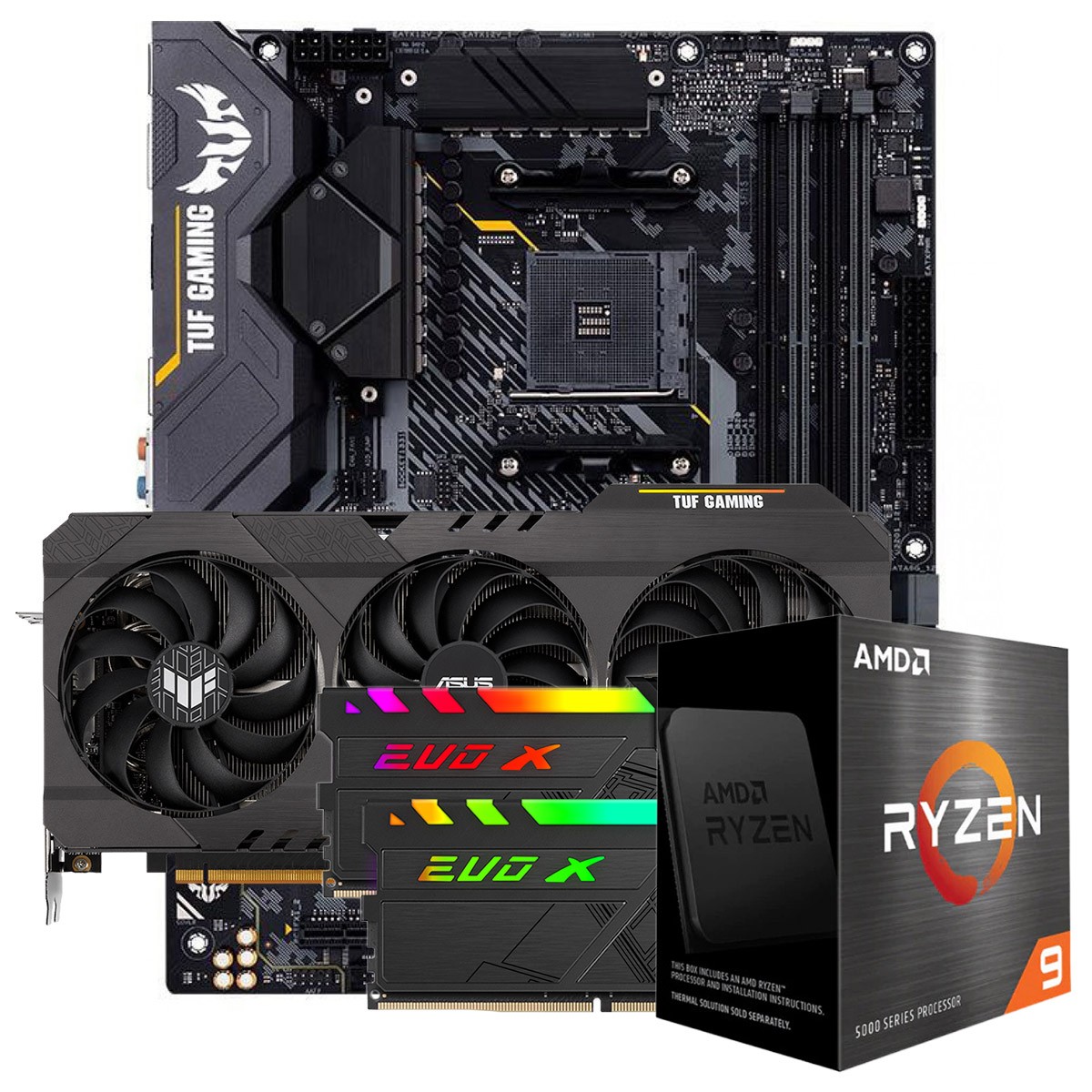 Kit Upgrade ASUS TUF Gaming Radeon RX 6700 XT OC + AMD Ryzen 9 5950X + ASUS TUF Gaming X570-Plus + Memória DDR4 16GB (2x8GB) 3600MHz