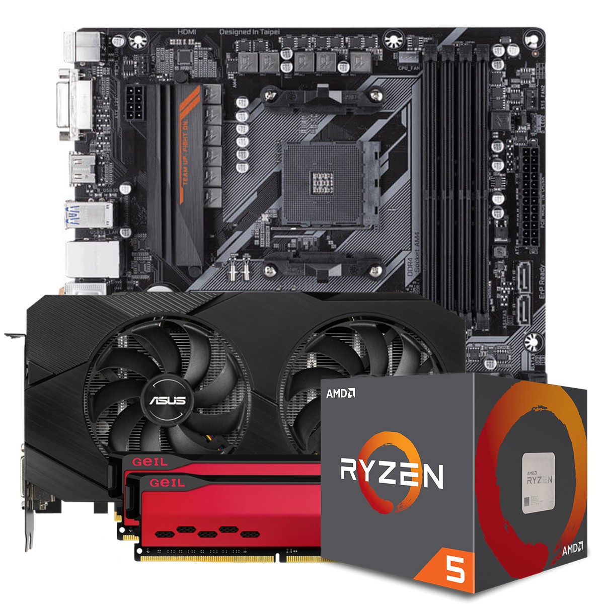 Kit Upgrade ASUS GeForce RTX 2060 OC EVO Dual + AMD Ryzen 5 5600X + Gigabyte B450 AORUS M + Geil Orion 16GB (2x8GB) 3000MHz
