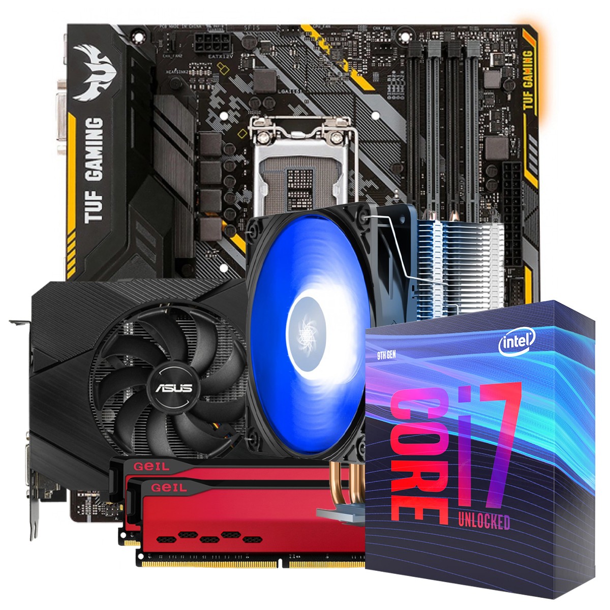 Kit Upgrade ASUS GeForce RTX 2060 OC EVO Dual + Intel Core i7 9700KF + ASUS TUF B360M-PLUS Gaming + Geil Orion 16GB (2x8GB) 3000MHz + Brinde Cooler