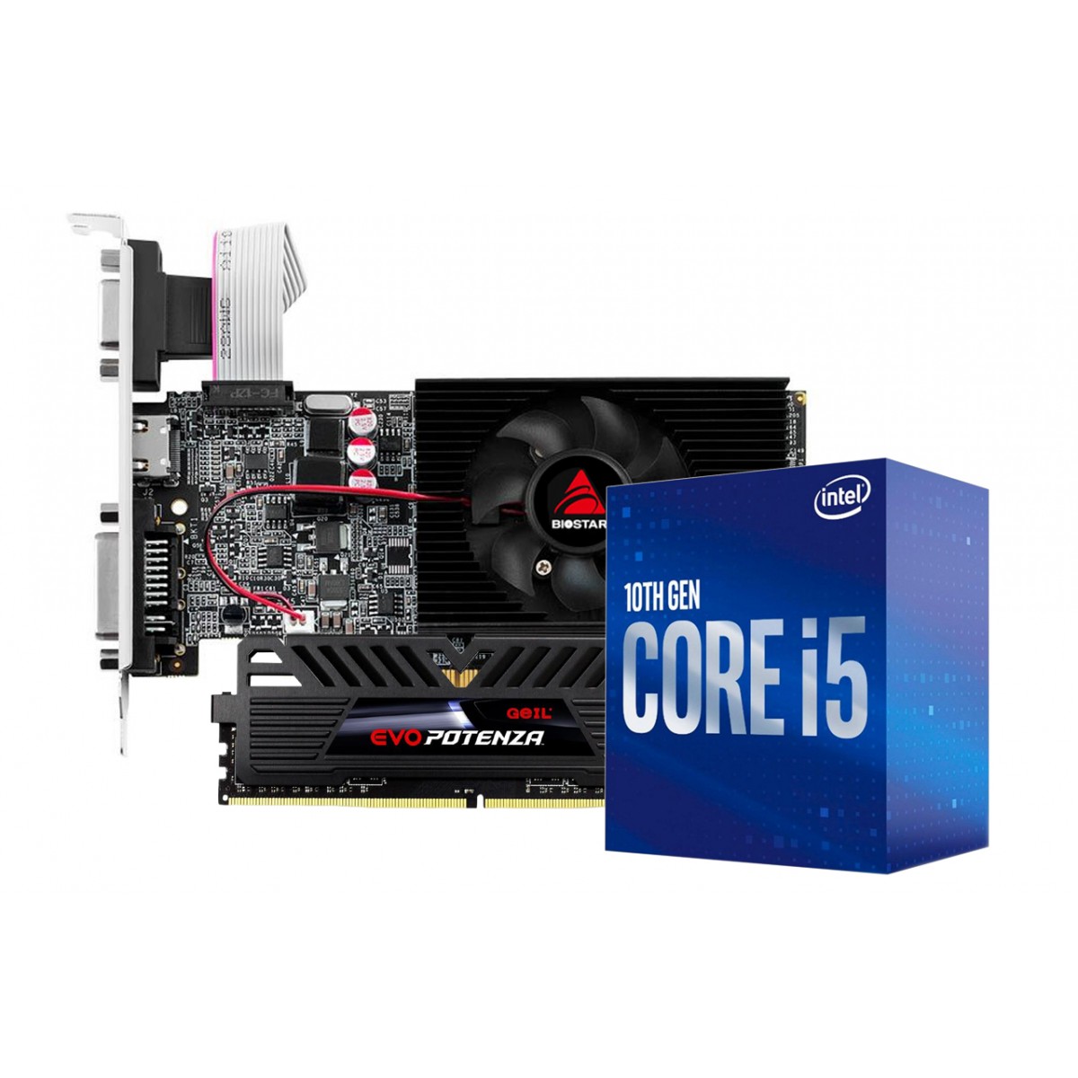 Kit Upgrade Biostar NVIDIA GeForce GT 610 2GB + Intel Core i5 10400F + Geil Evo Potenza 8GB 3000MHz