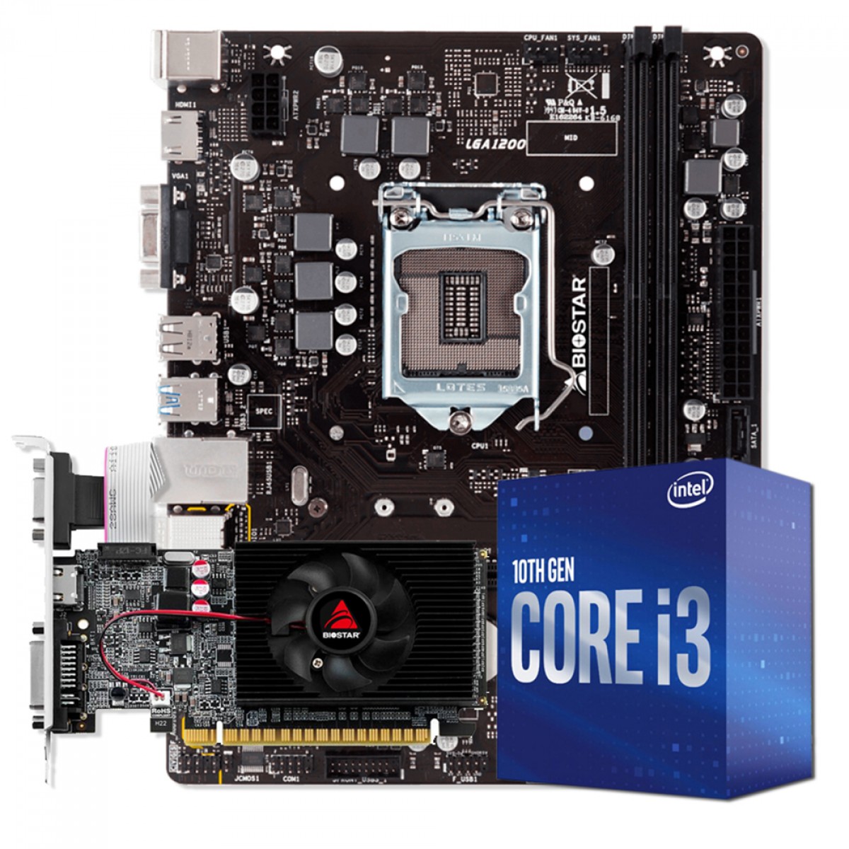 Kit Upgrade Biostar NVIDIA GeForce GT 710 + Intel Core i3 10105F + Biostar H410MH VER 6.0