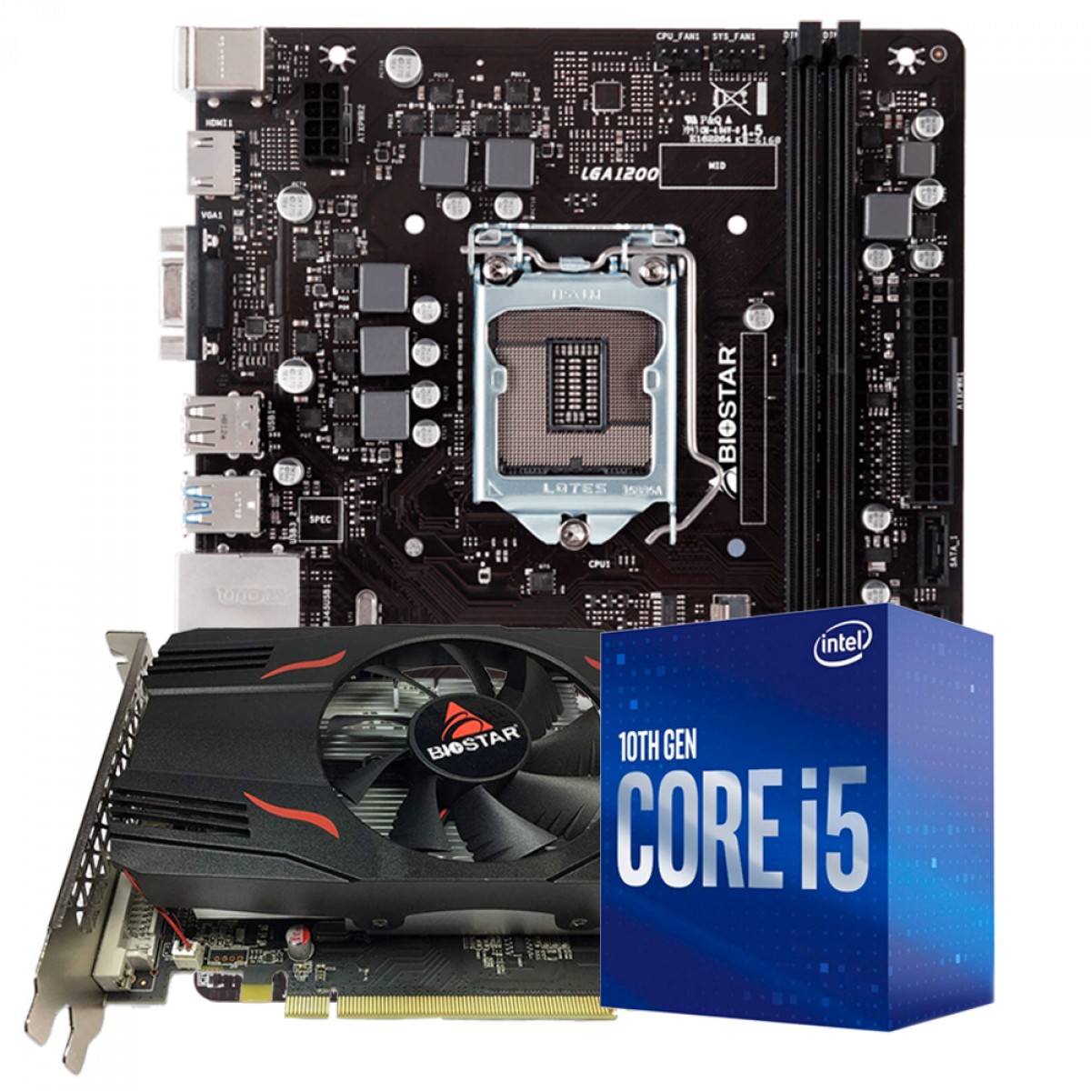 Kit Upgrade Biostar Radeon Rx 550 + Intel Core i5 10400F + Biostar H410MH VER 6.0