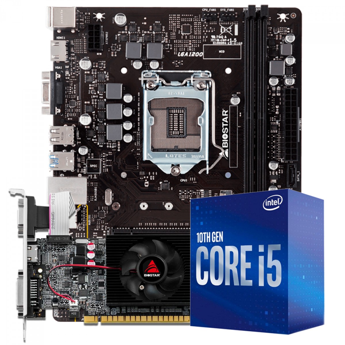 Kit Upgrade Biostar NVIDIA GeForce GT 610 +  Intel Core i5 10400F + Biostar H410MH VER 6.0