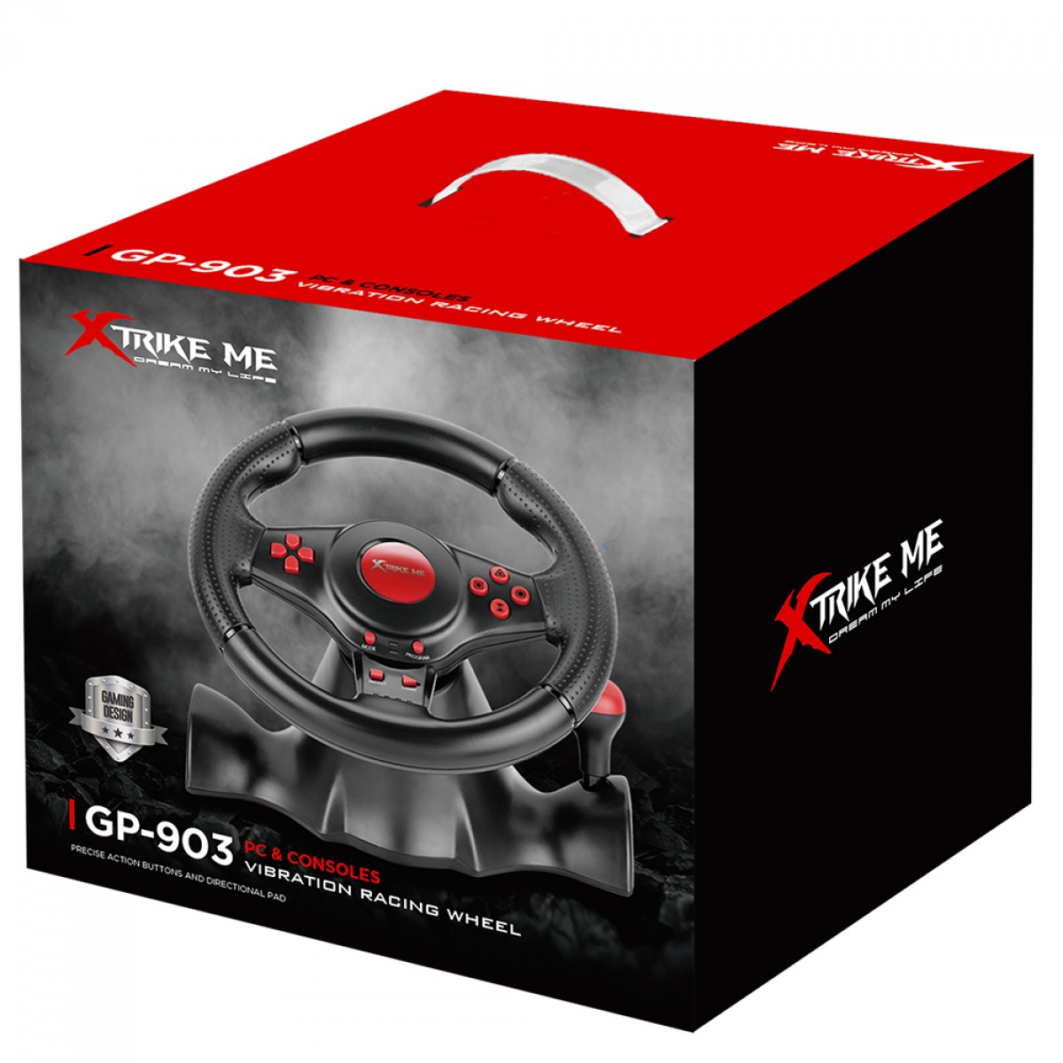 Volante Xtrike Me GP-903, PS4, PS3, XBOX One, XBOX 360, Switch, Android, PC, 180°, Com Pedal