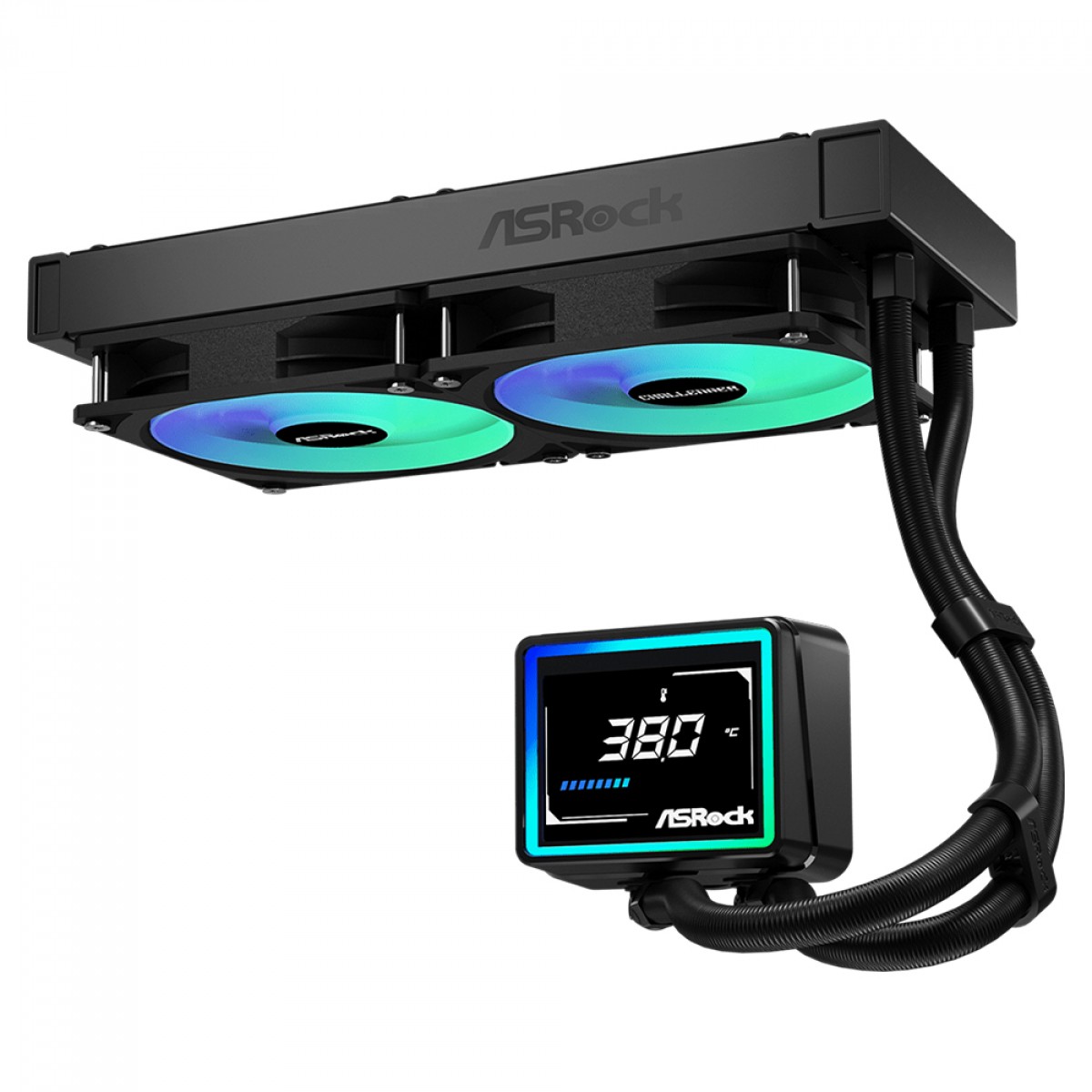 Water Cooler ASRock Challenger 240 Digital, ARGB, 240mm, Com Display Digital, Intel-AMD, PWM, Preto, 90-ACLA24-BAAGA6