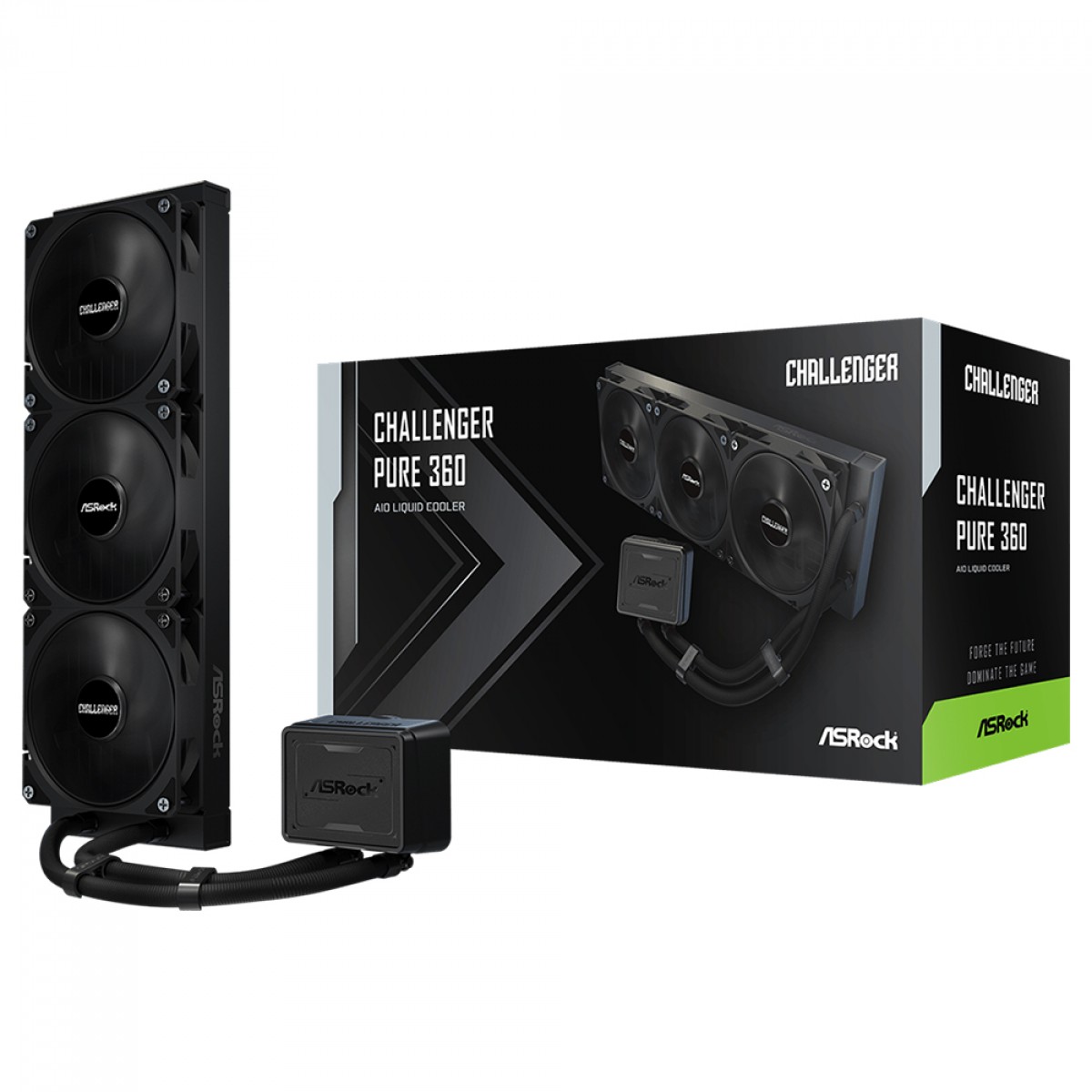 Water Cooler ASRock Challenger Pure 360, 360mm, Intel-AMD, PWM, Preto, 90-ACLA36-BDKGA6