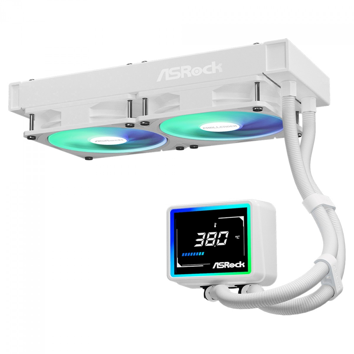 Water Cooler ASRock Challenger White 240 Digital, ARGB, 240mm, Com Display Digital, Intel-AMD, PWM, Branco, 90-ACLA24-WAAGA6