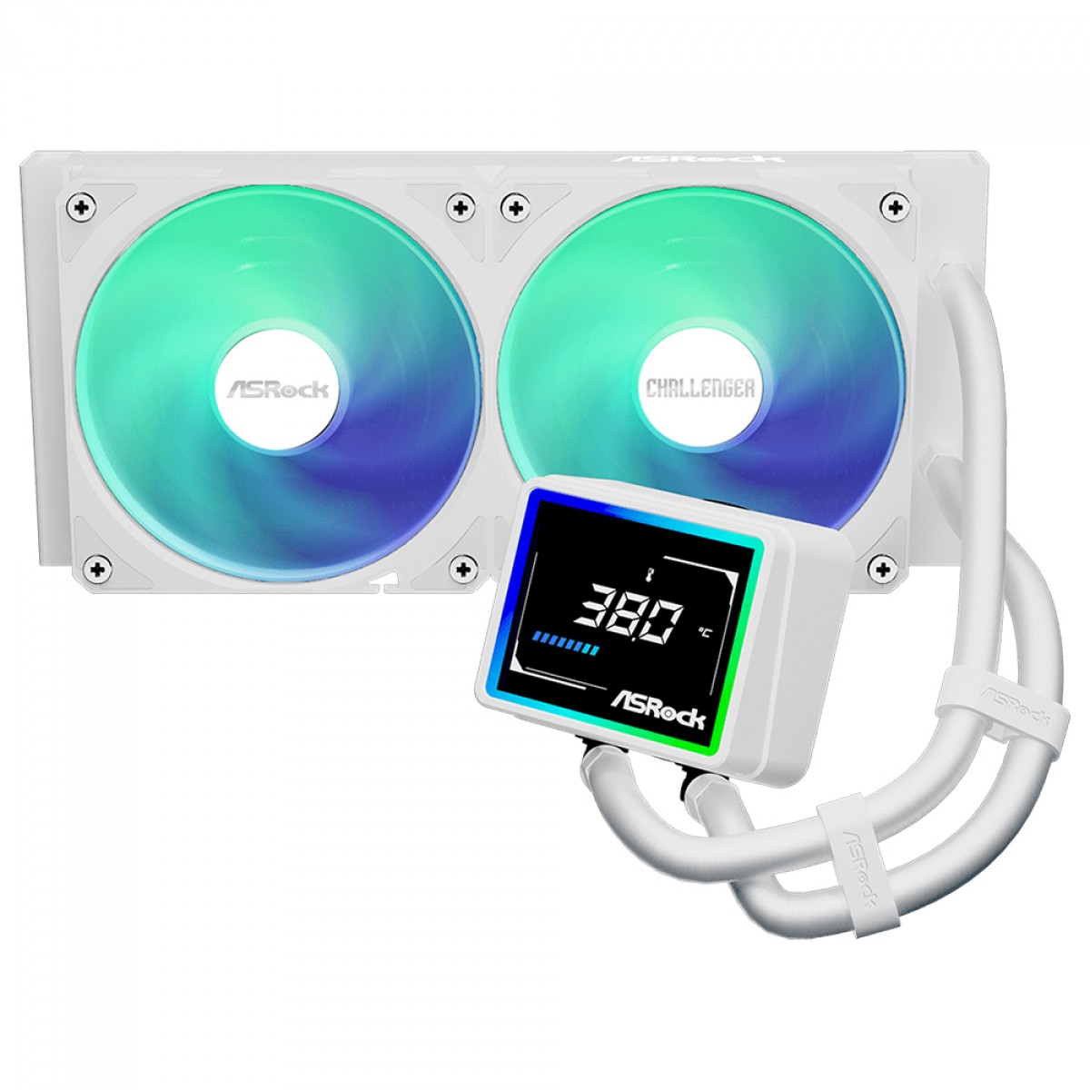 Water Cooler ASRock Challenger White 240 Digital, ARGB, 240mm, Com Display Digital, Intel-AMD, PWM, Branco, 90-ACLA24-WAAGA6