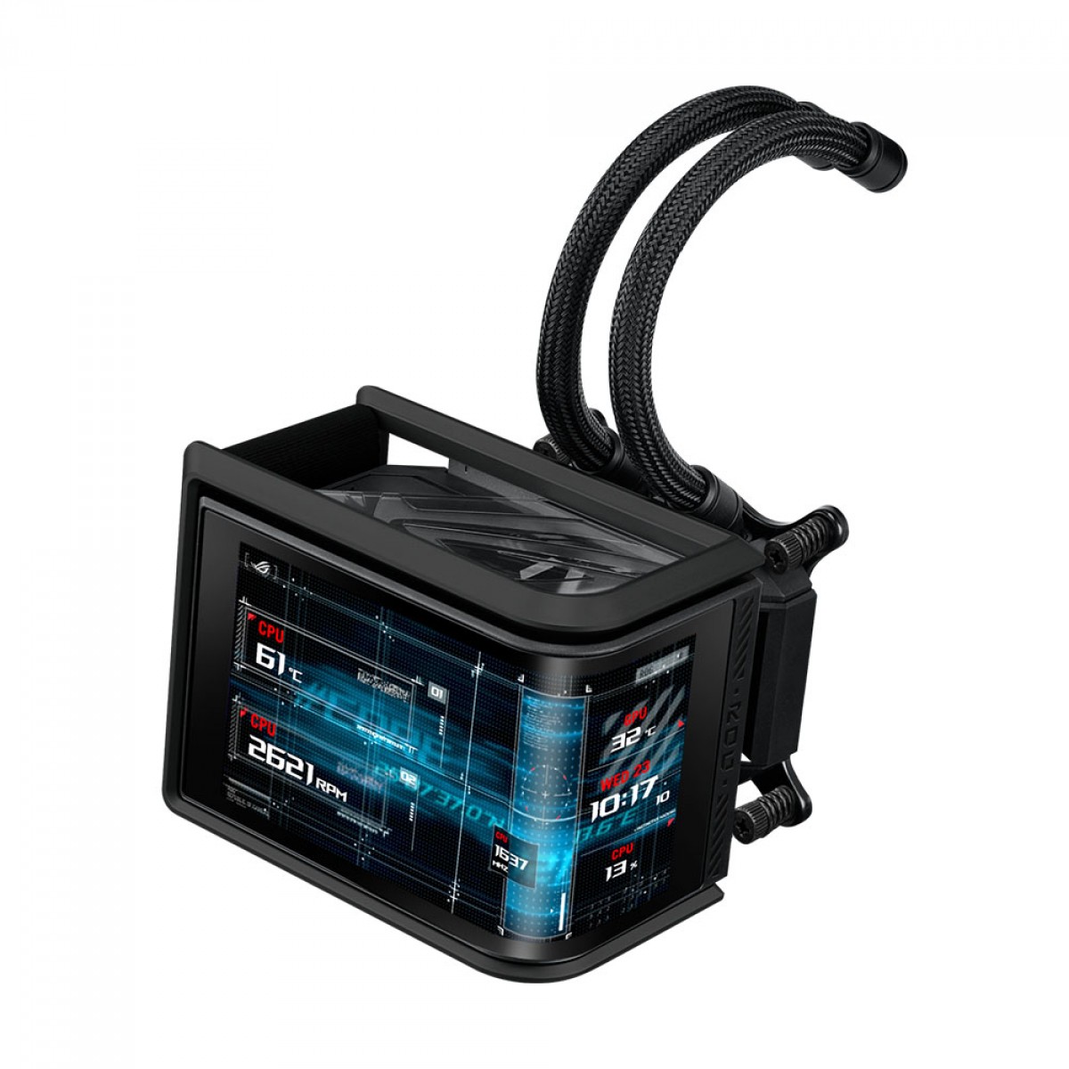 Water Cooler Asus Rog Ryuo IV SLC, 360mm, ARGB, Intel-AMD, Display Curvo AMOLED, Preto, 90RC0151-B0AAY0