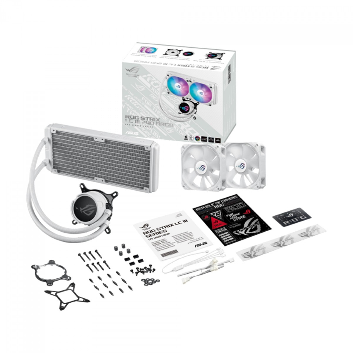 Water Cooler Asus Rog Strix LC III, 240mm, ARGB, Intel-AMD, White, 90RC00S2-M0UAY0 - Open Box