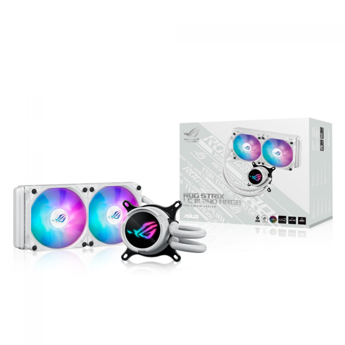 Water Cooler Asus Rog Strix LC III, 240mm, ARGB, Intel-AMD, White, 90RC00S2-M0UAY0 - Open Box