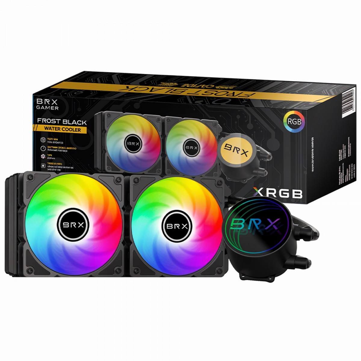 Water Cooler BRX Frost Black CAF105, RGB, 240mm, PWM, Intel-AMD, Preto