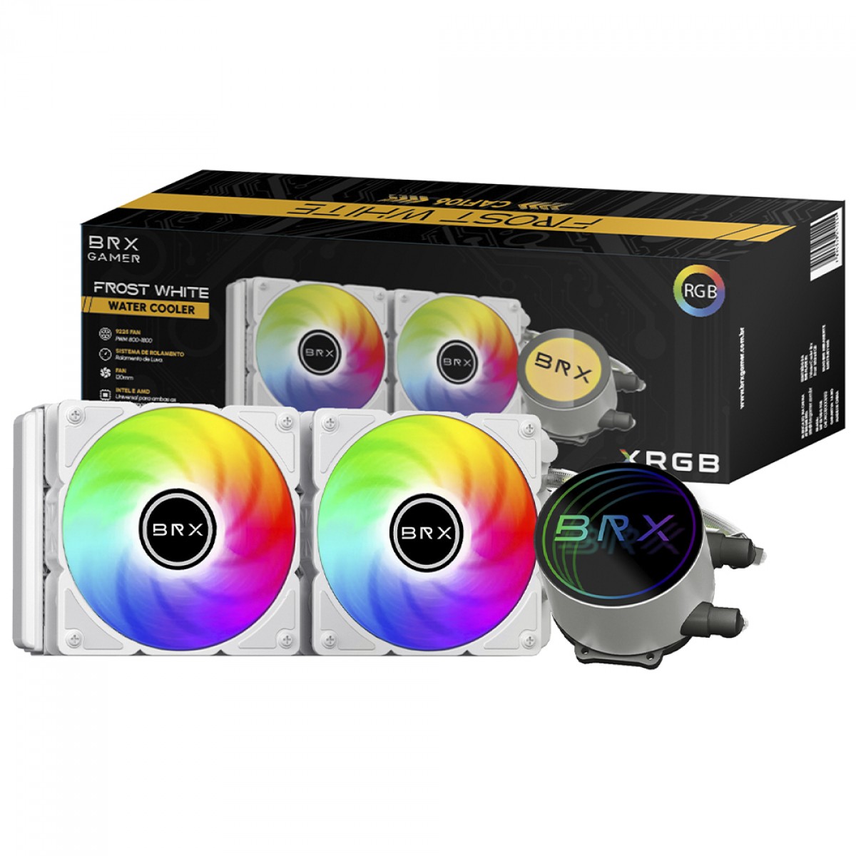 Water Cooler BRX Frost White CAF106, RGB, 240mm, PWM, Intel-AMD, Branco