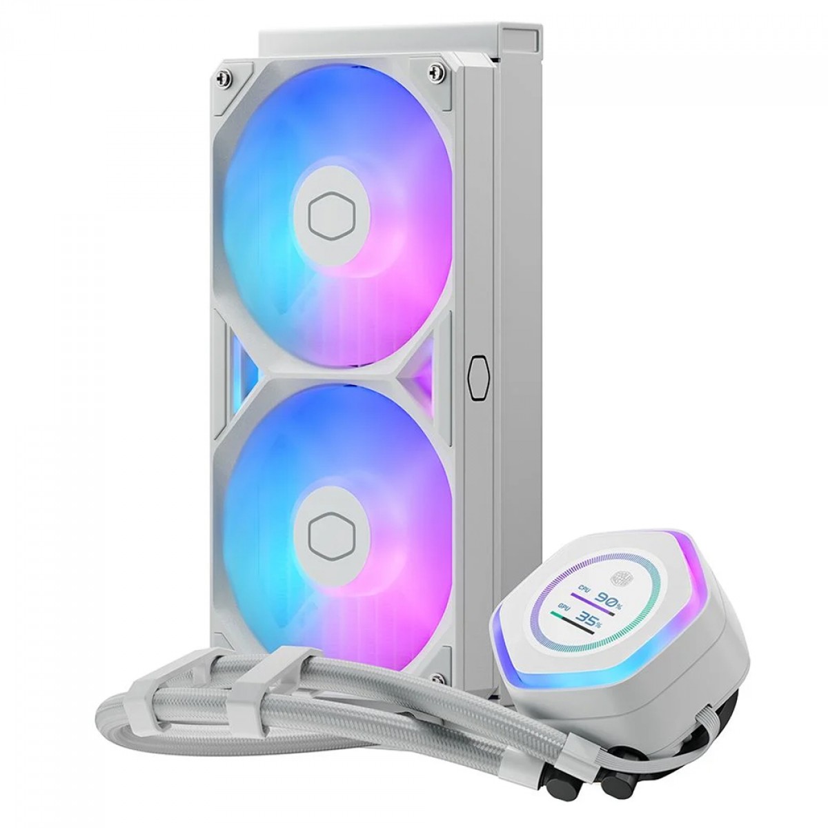 Water Cooler Cooler Master MasterLiquid 240 Atmos II LCD, ARGB, 240mm, Com Display, Intel-AMD, Branco, MLX-D24M-A25SZ-LW