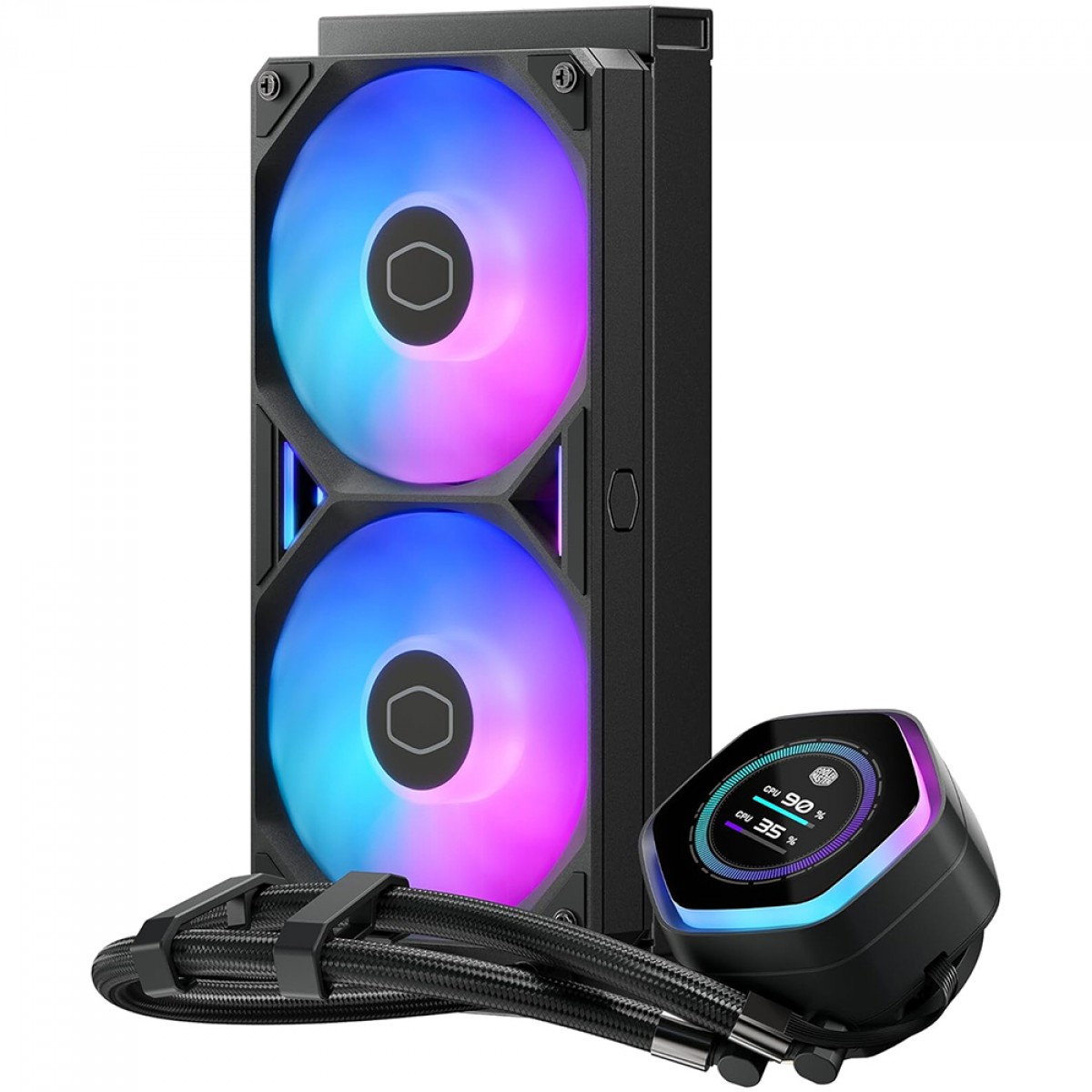 Water Cooler Cooler Master MasterLiquid 240 Atmos II LCD, ARGB, 240mm, Com Display, Intel-AMD, Preto, MLX-D24M-A25SZ-L1