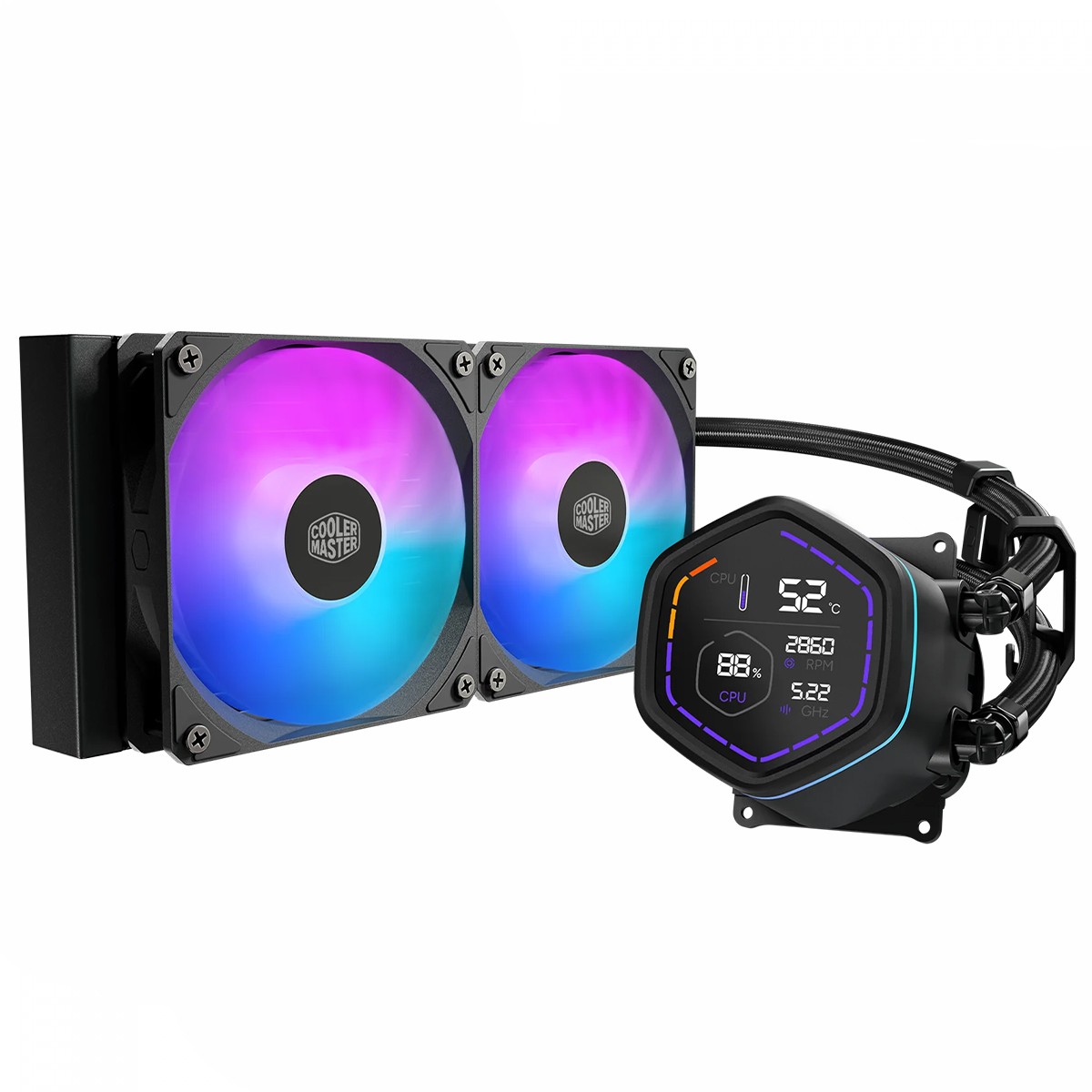 Water Cooler Cooler Master MasterLiquid Core Nex Digital, ARGB, 240mm, Intel-AMD, Preto, MLX-D24M-A18PA-RD