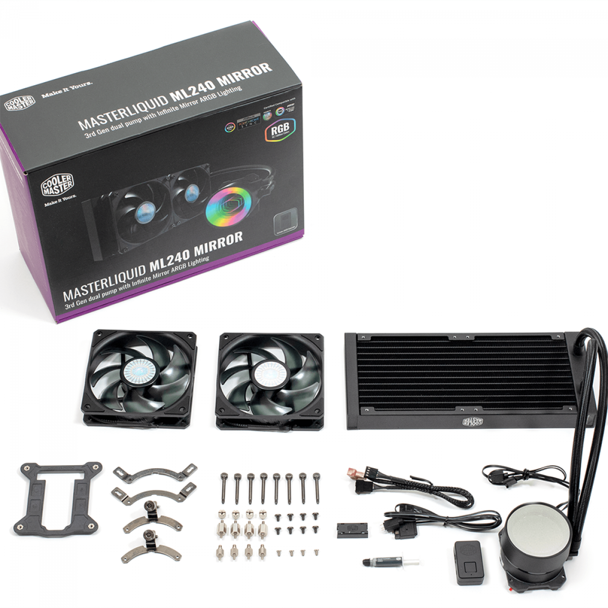Water Cooler Cooler Master Masterliquid ML240 Mirror, 240mm, Intel-AMD, ARGB, MLX-D24M-A18PK-R1