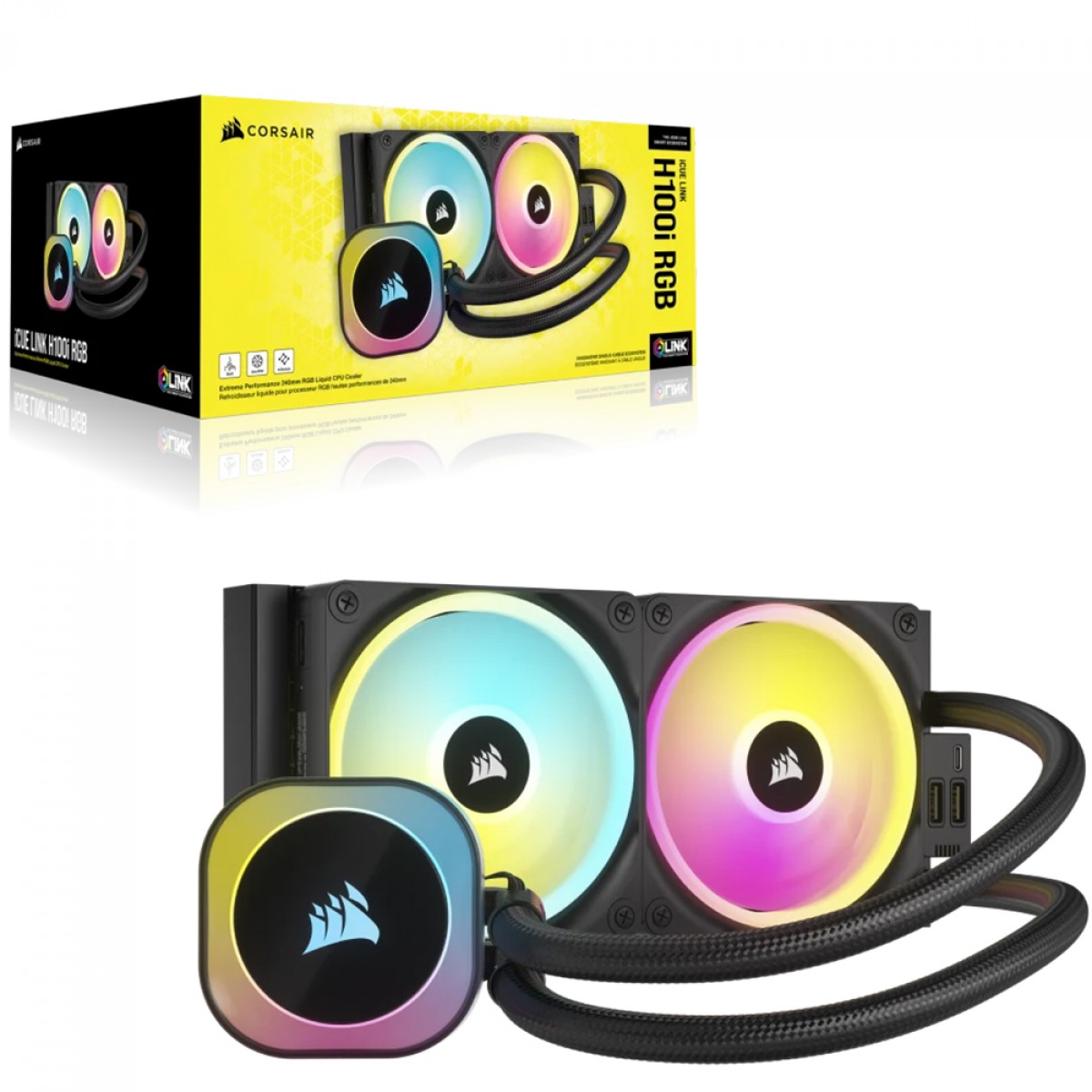 Water Cooler Corsair iCUE LINK H100i Black, 240mm, RGB, Intel-AMD, Preto, CW-9061001-WW