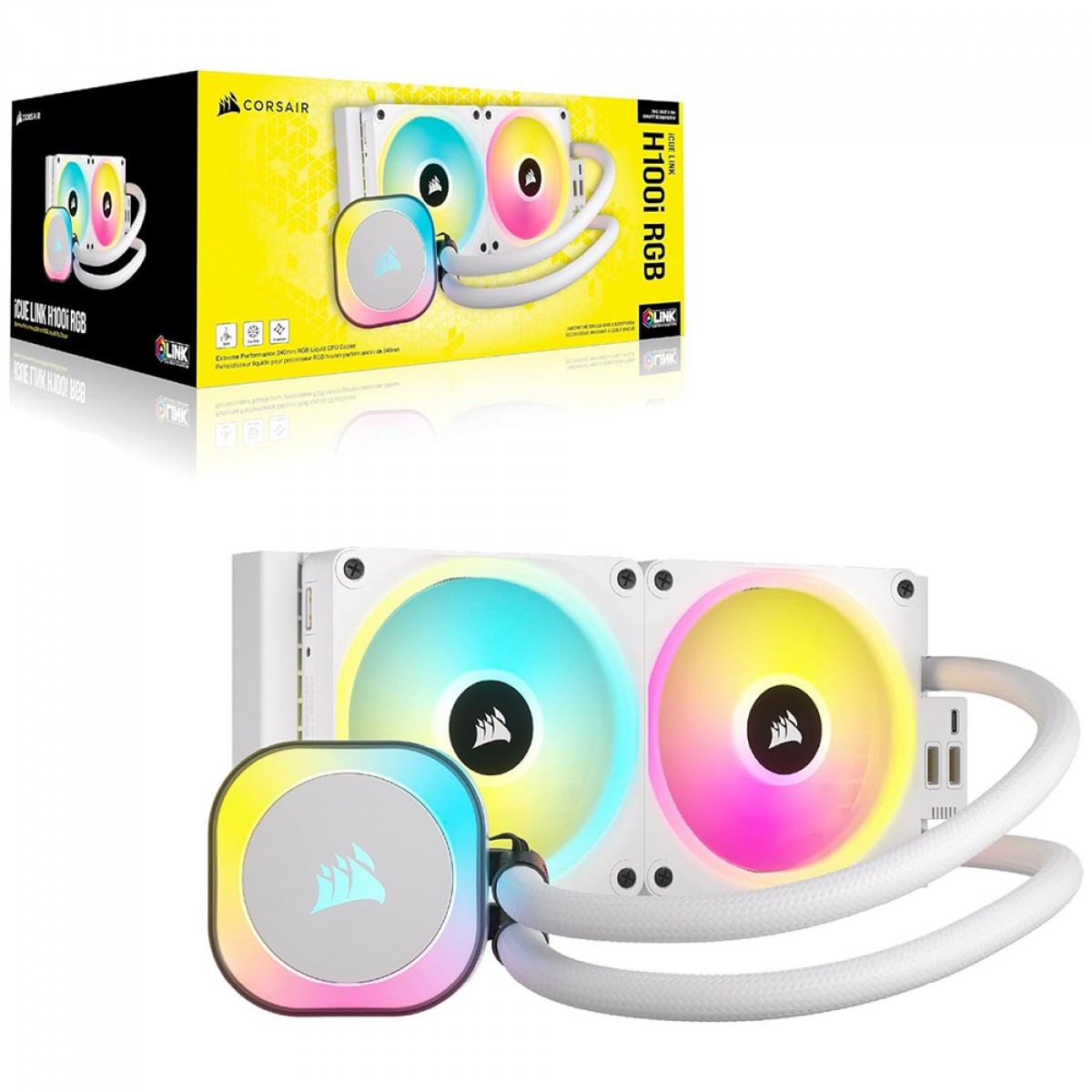 Water Cooler Corsair iCUE LINK H100i White, 240mm, RGB, Intel-AMD, Branco, CW-9061005-WW