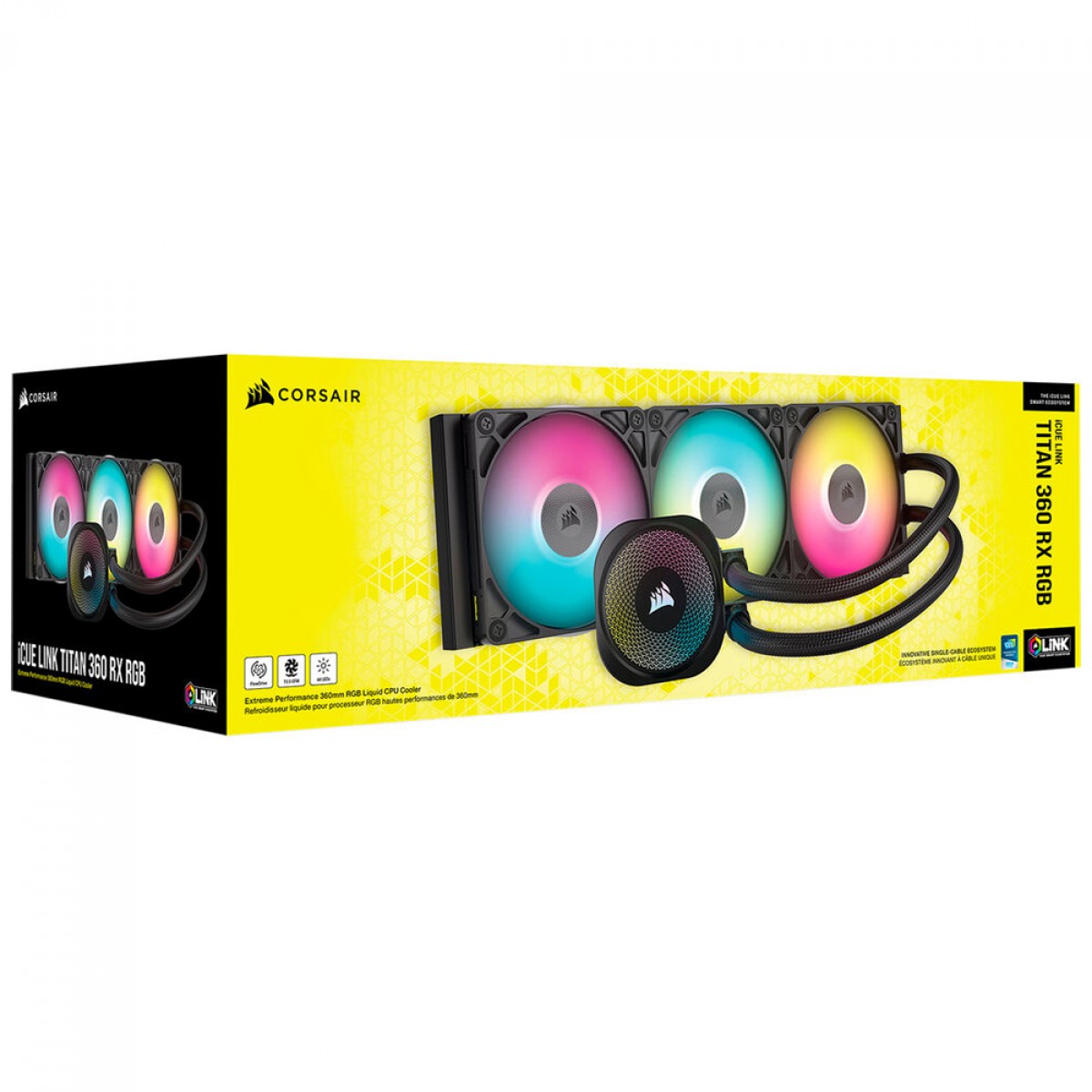 Water Cooler Corsair iCUE LINK Titan 360 RX, RGB, 360mm, Intel-AMD, PWM, Preto, CW-9061018-WW
