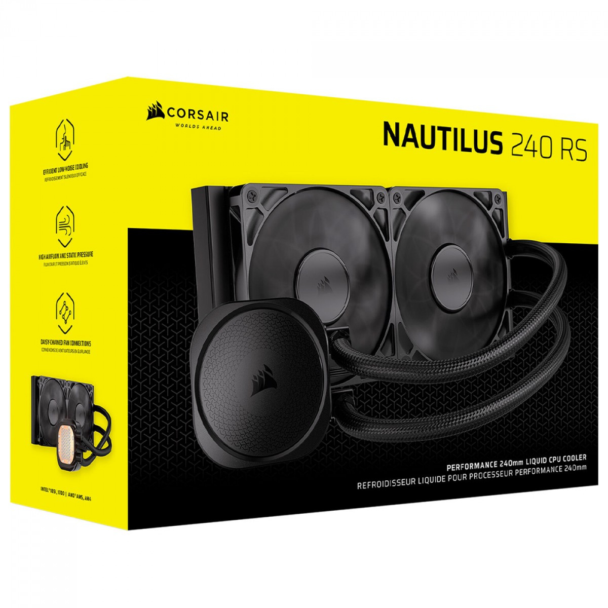 Water Cooler Corsair Nautilus RS, 240mm, Intel-AMD, PWM, Preto, CW-9060088-WW