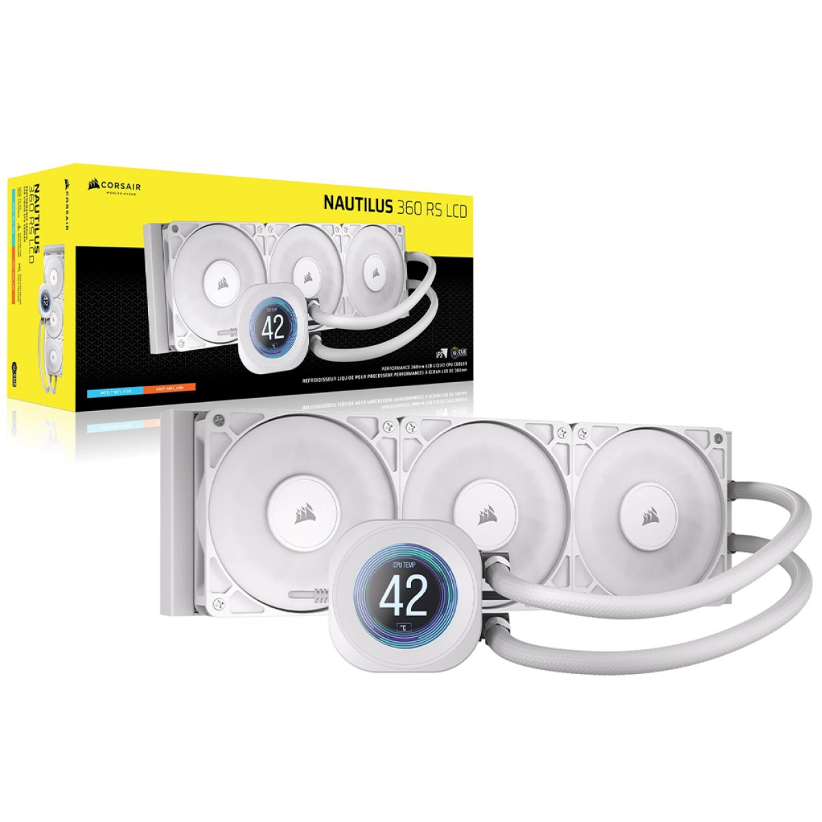 Water Cooler Corsair Nautilus RS, 360mm, Display LCD, PWM, Intel-AMD, Branco, CW-9061034-WW
