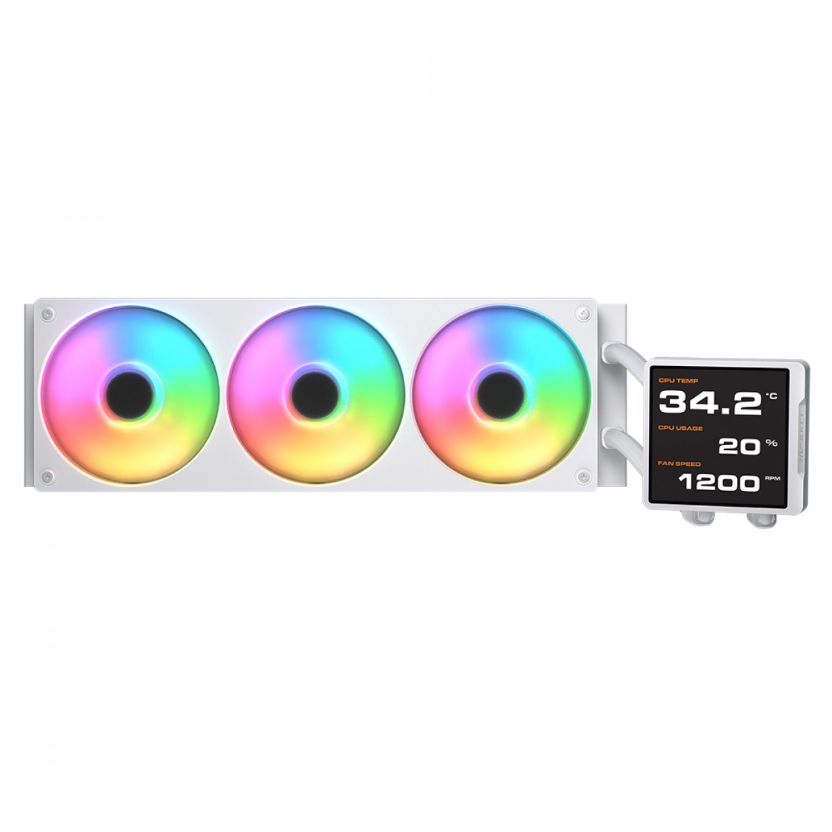 Water Cooler Cougar Poseidon Vistek Pro ARGB, 360mm, Com Tela LCD, Intel-AMD, PWM, Branco, 3MPVP360.0002